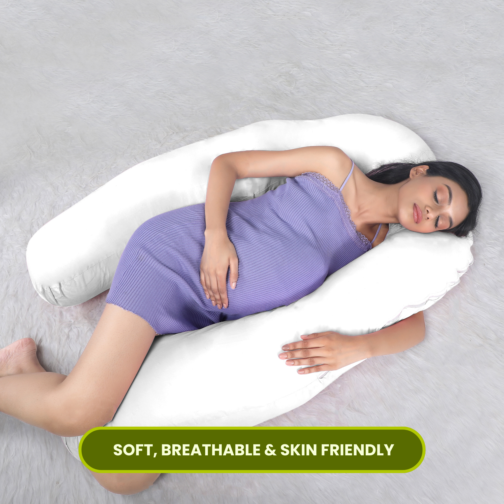 White U Shaped Pregnancy Pillow