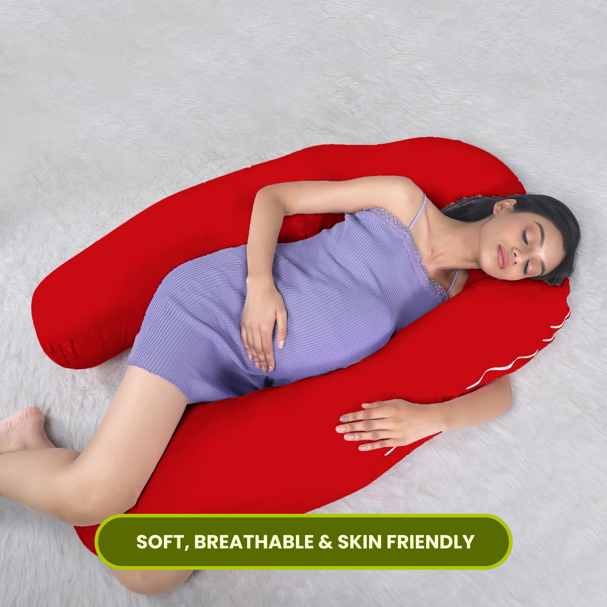 Red U Shaped Pregnancy Pillow