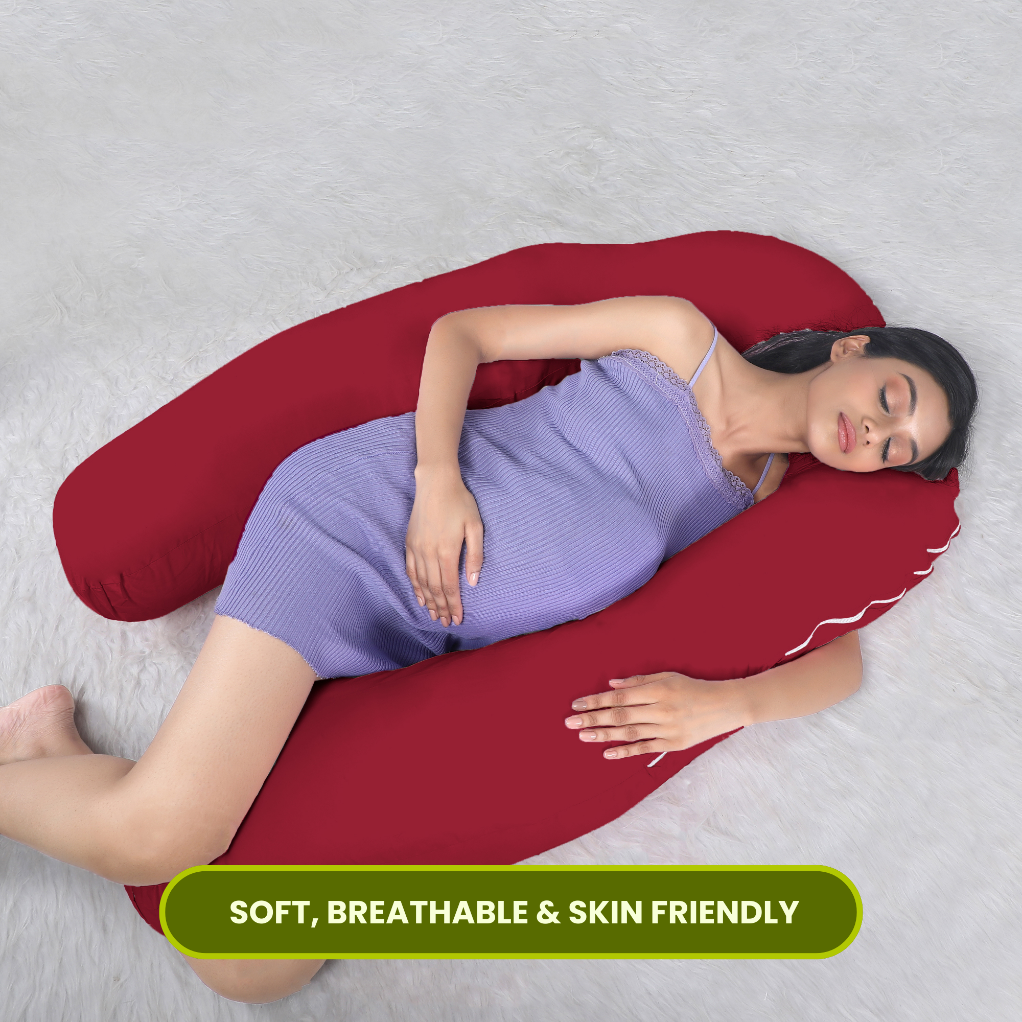 Maroon U Shaped Pregnancy Pillow