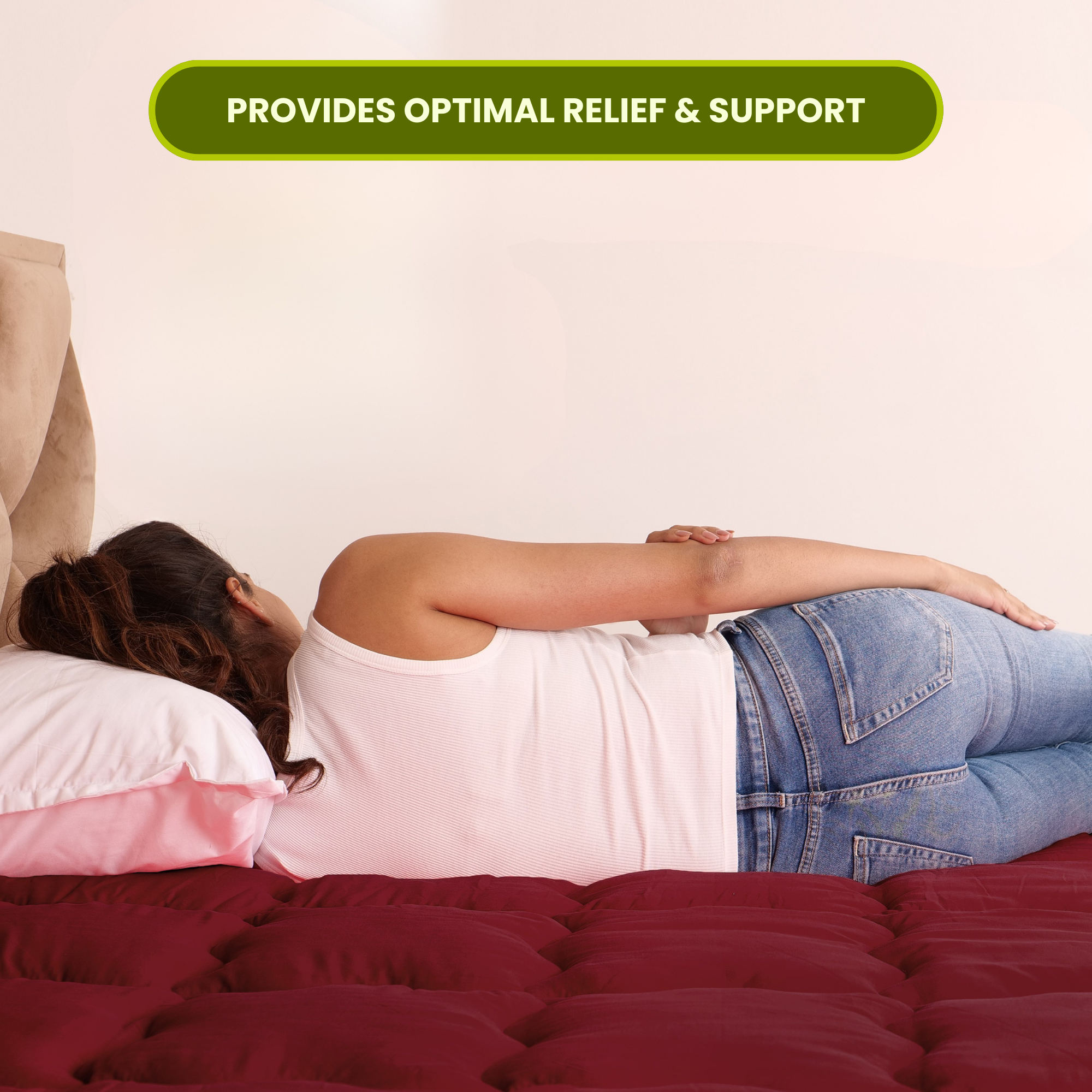 Maroon Mattress Topper / Pads #thickness_2-inch-500-gsm