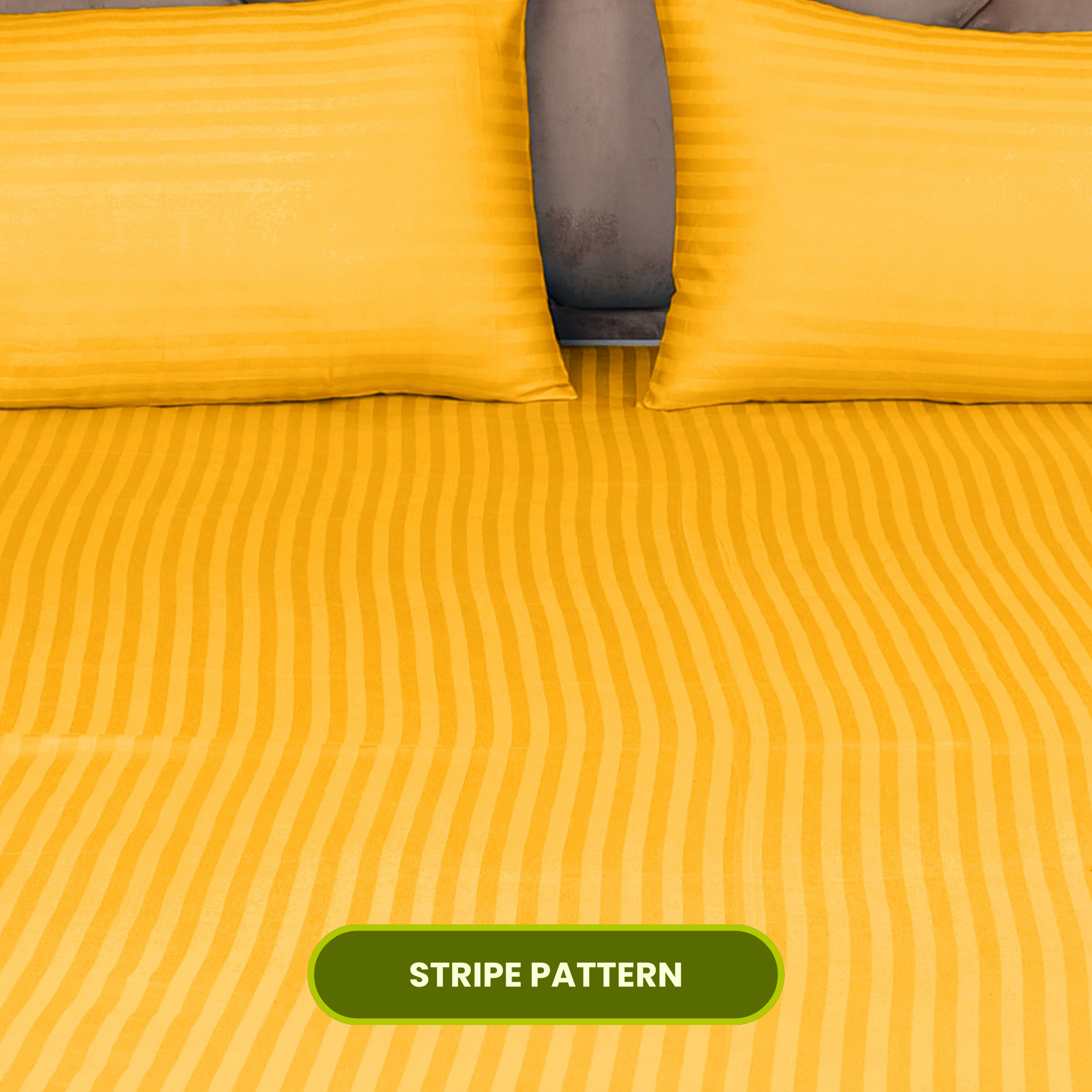 Golden Satin Stripe Flat Bedsheet with Pillow Cover