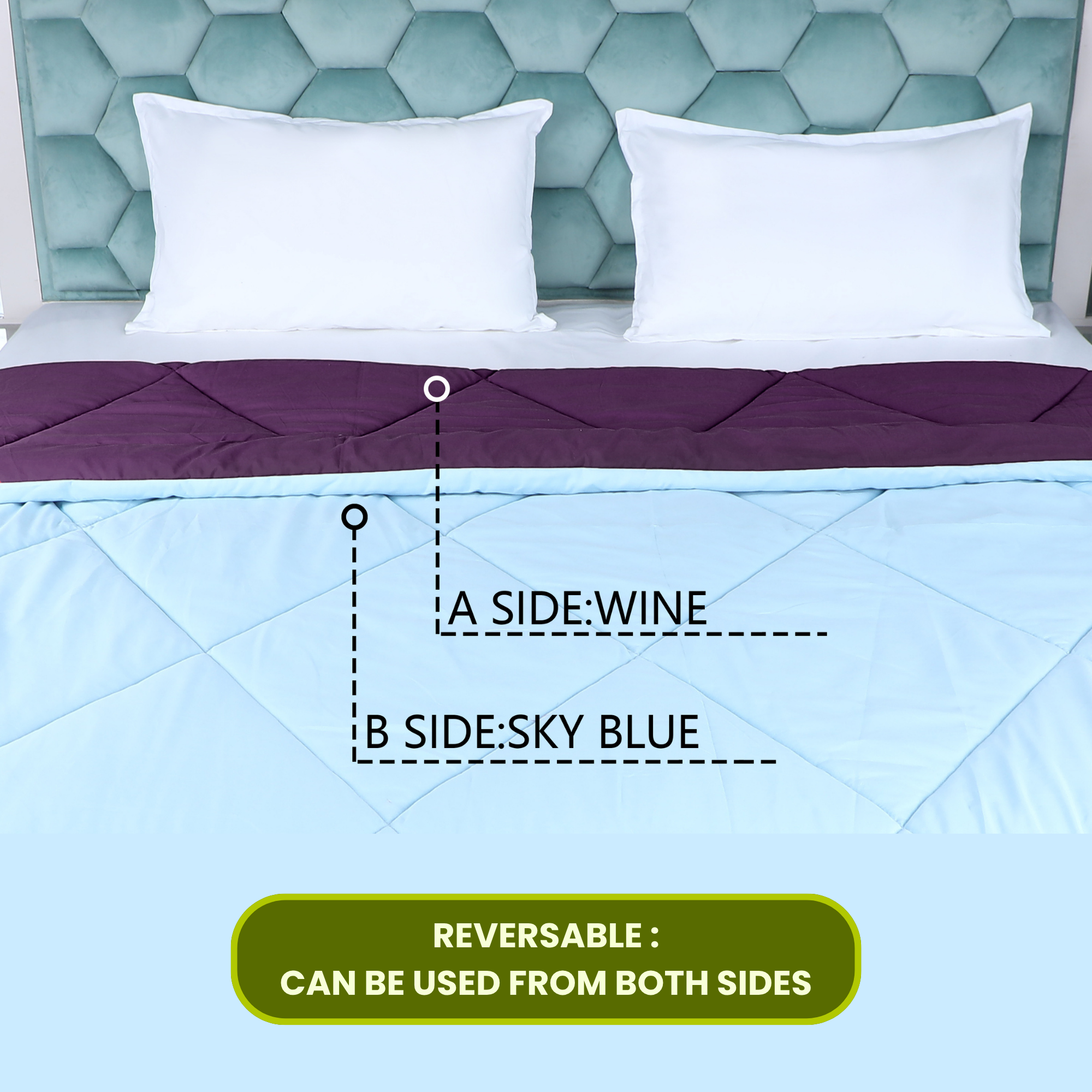 Sky Blue & Wine Reversable Comforter/Duvet