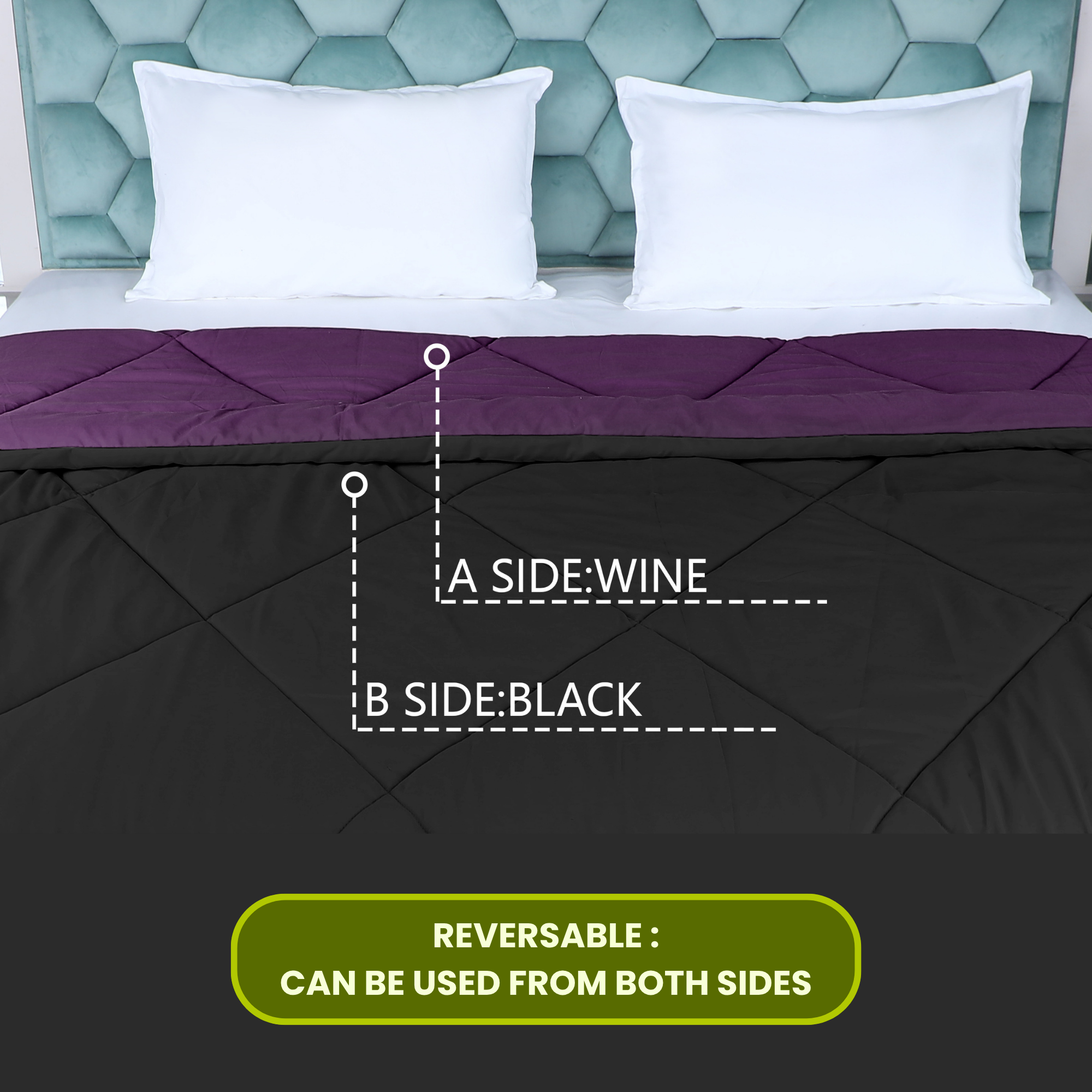 Black & Wine Reversable Comforter/Duvet