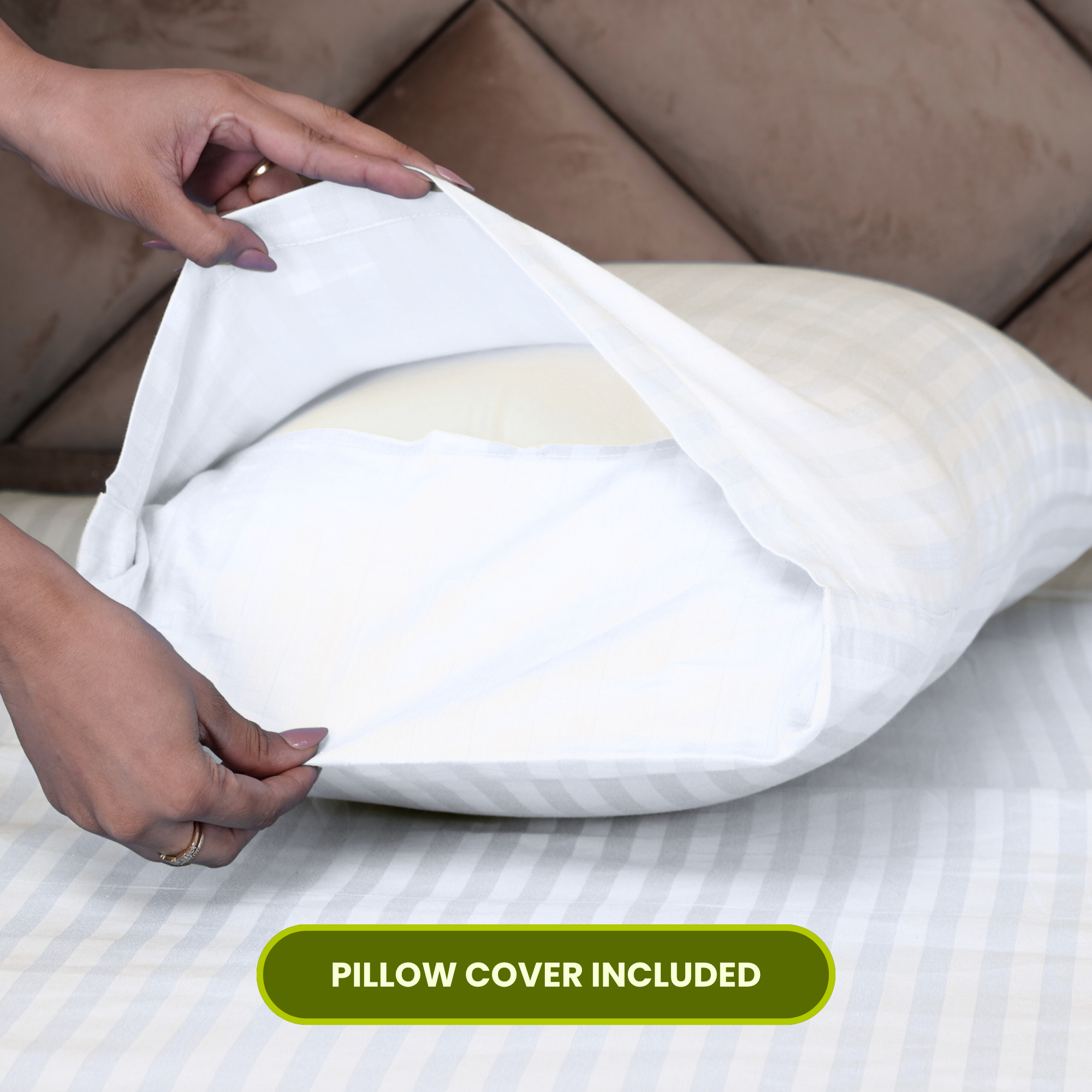 White Satin Stripe Flat Bedsheet with Pillow Cover