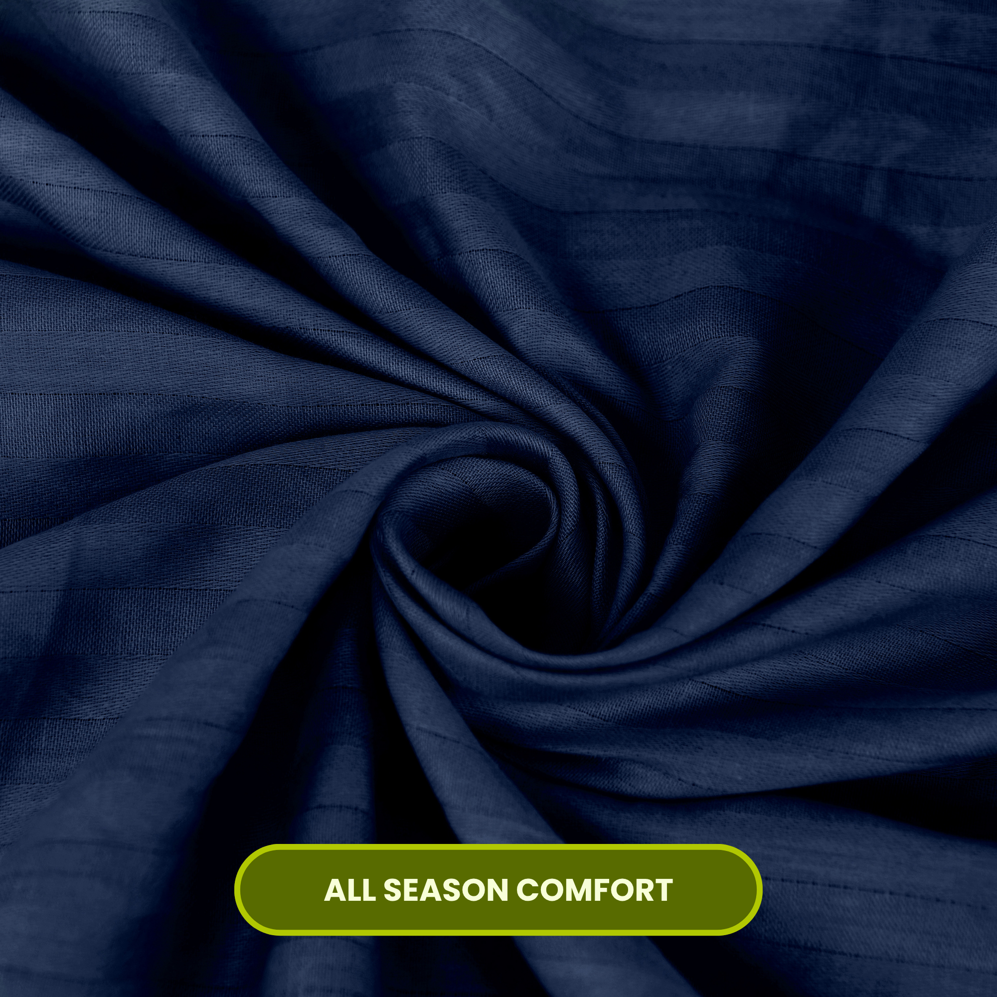 Dark Blue Satin Stripe Flat Bedsheet with Pillow Cover