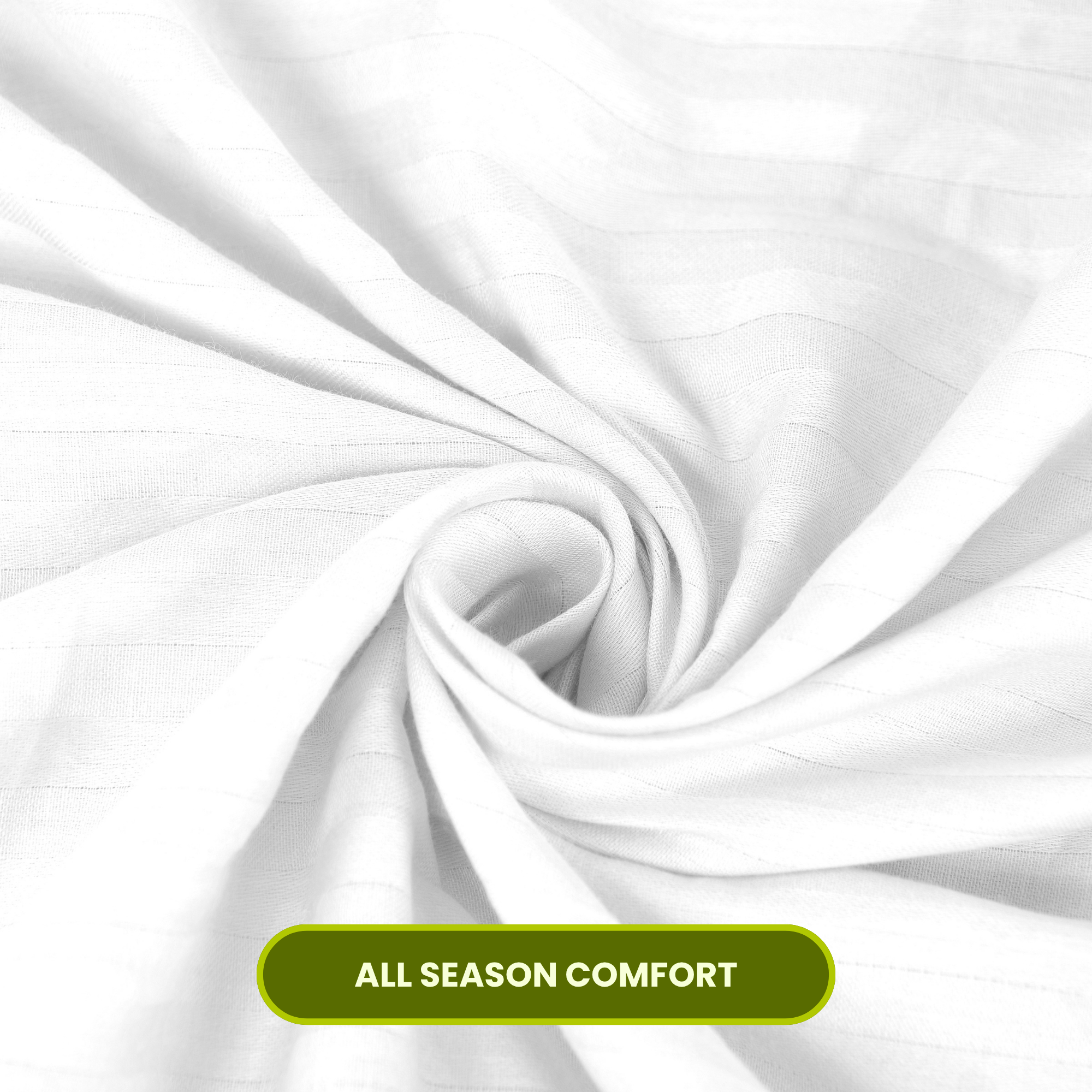 White Satin Stripe Flat Bedsheet with Pillow Cover