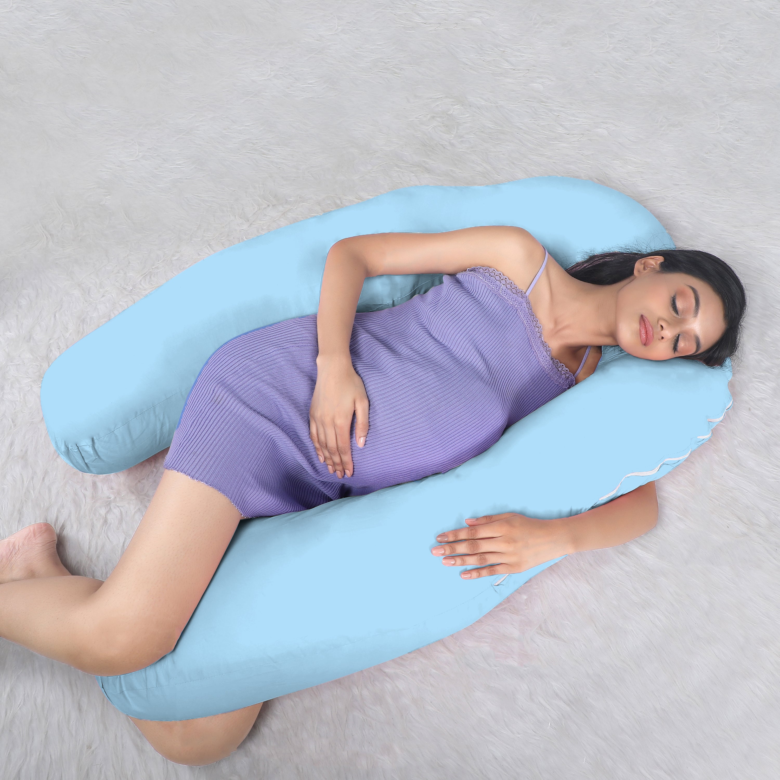 Full Body U Shaped Pregnancy Sky Blue Pillow – Blissful Bump
