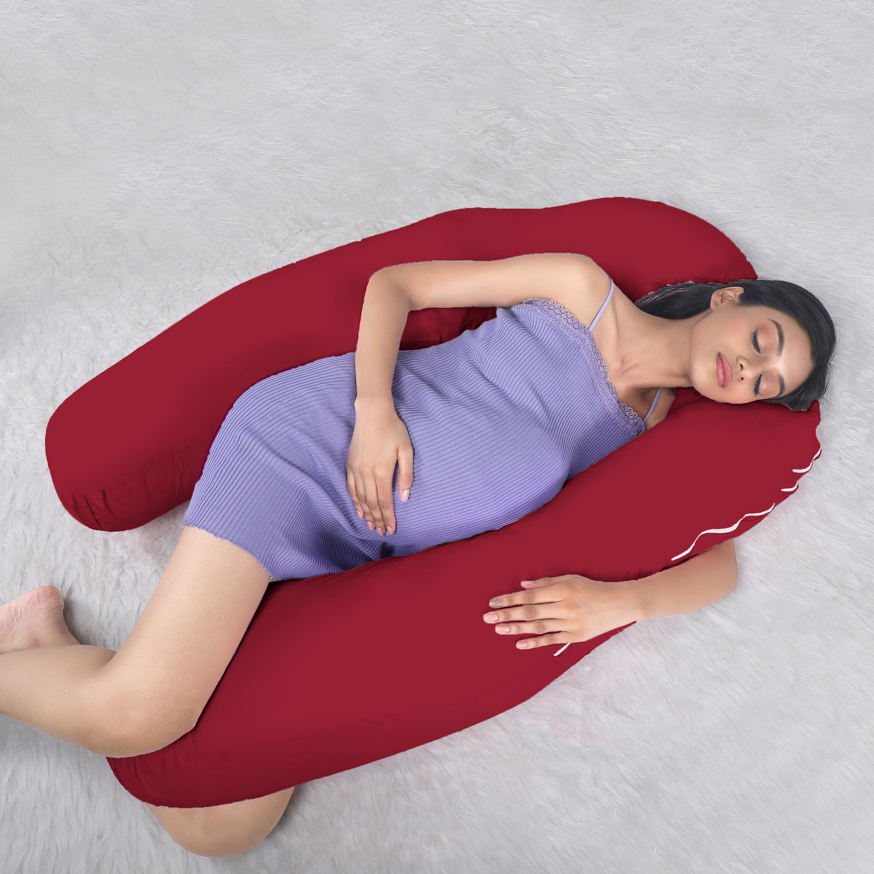 Maroon U Shaped Pregnancy Pillow