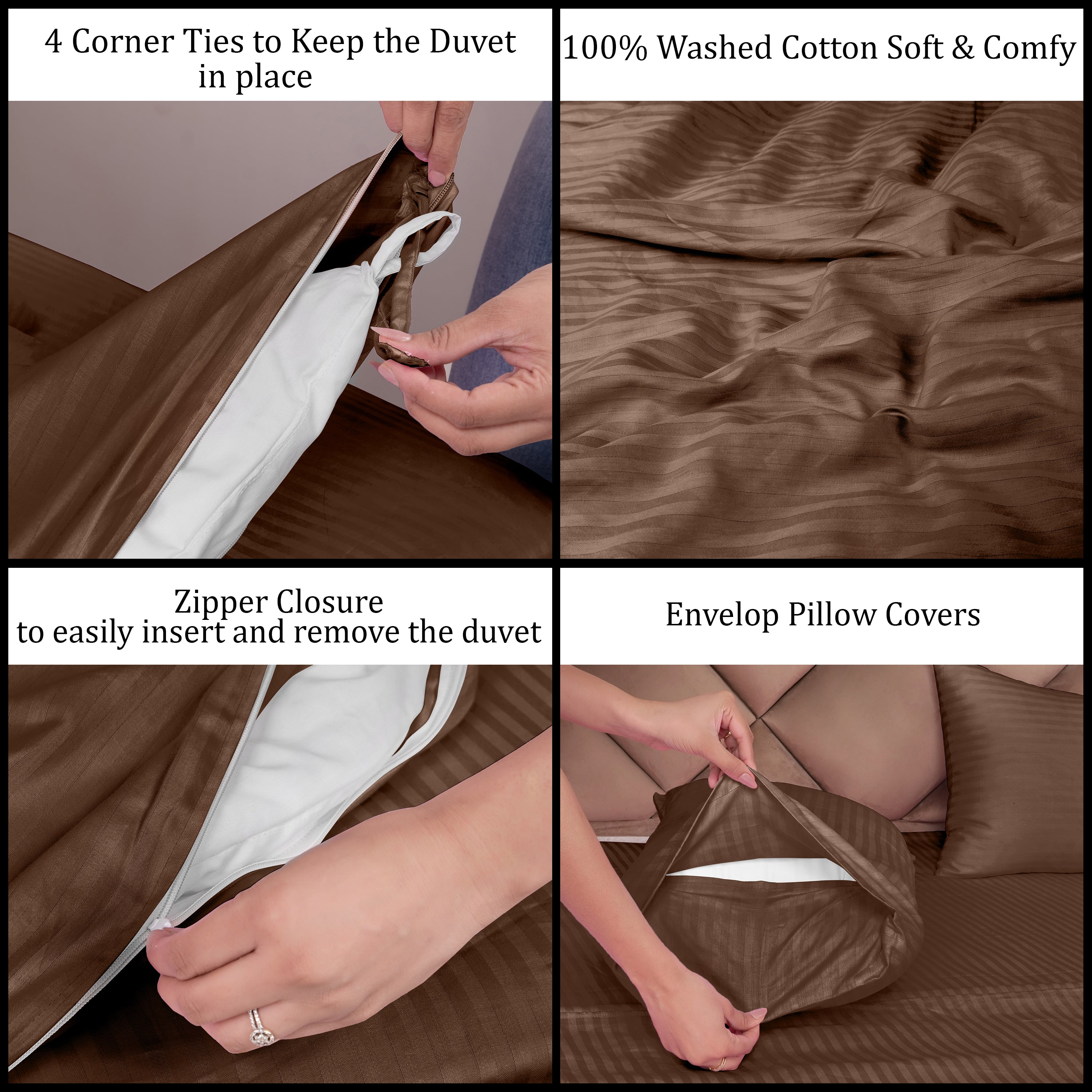 Brown Duvet Cover Stripe AVI Lifestyles I03