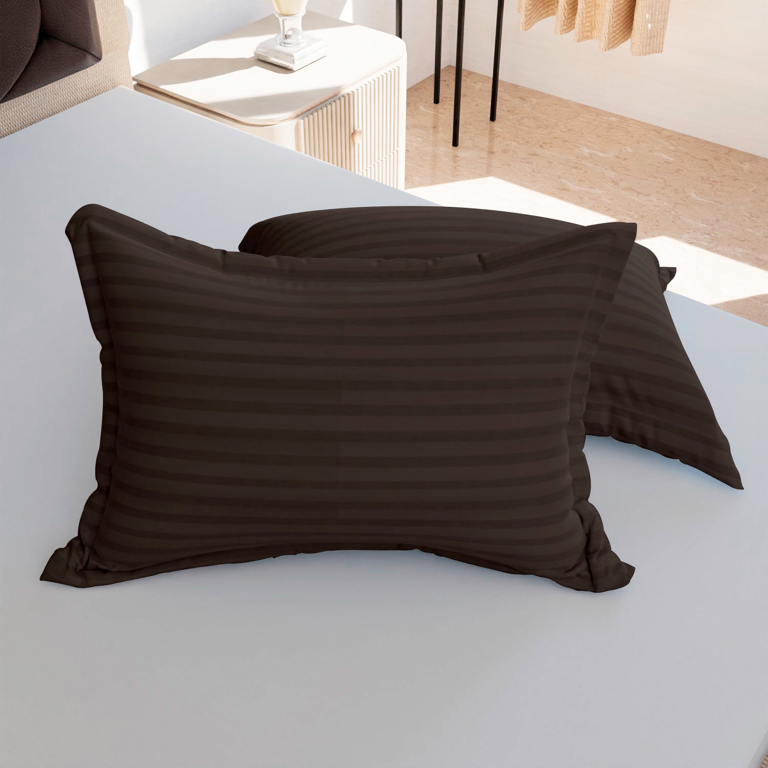 Brown Stripe Pillow Covers