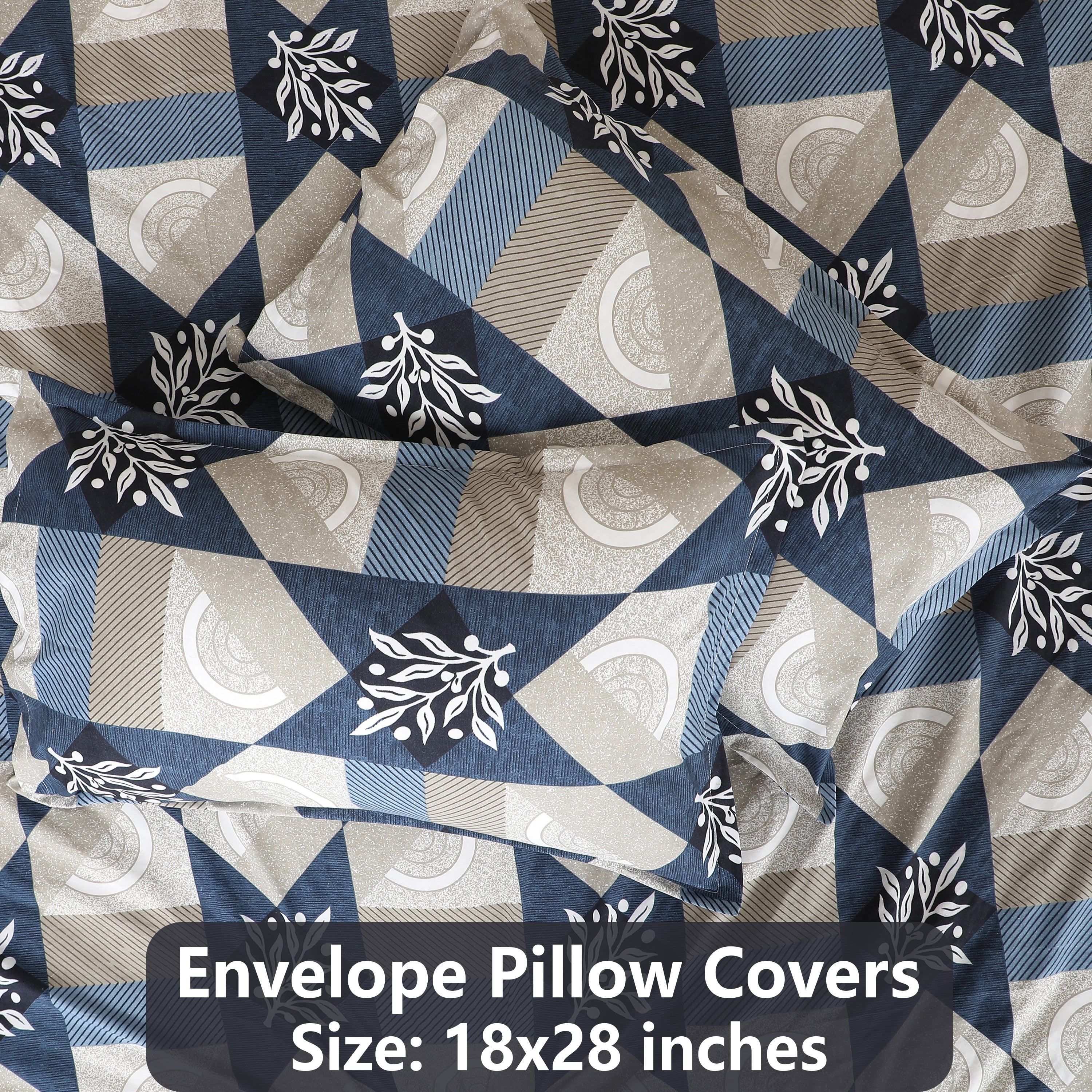 Midnight Blue Polyester Flat Bedsheet with Pillow Cover