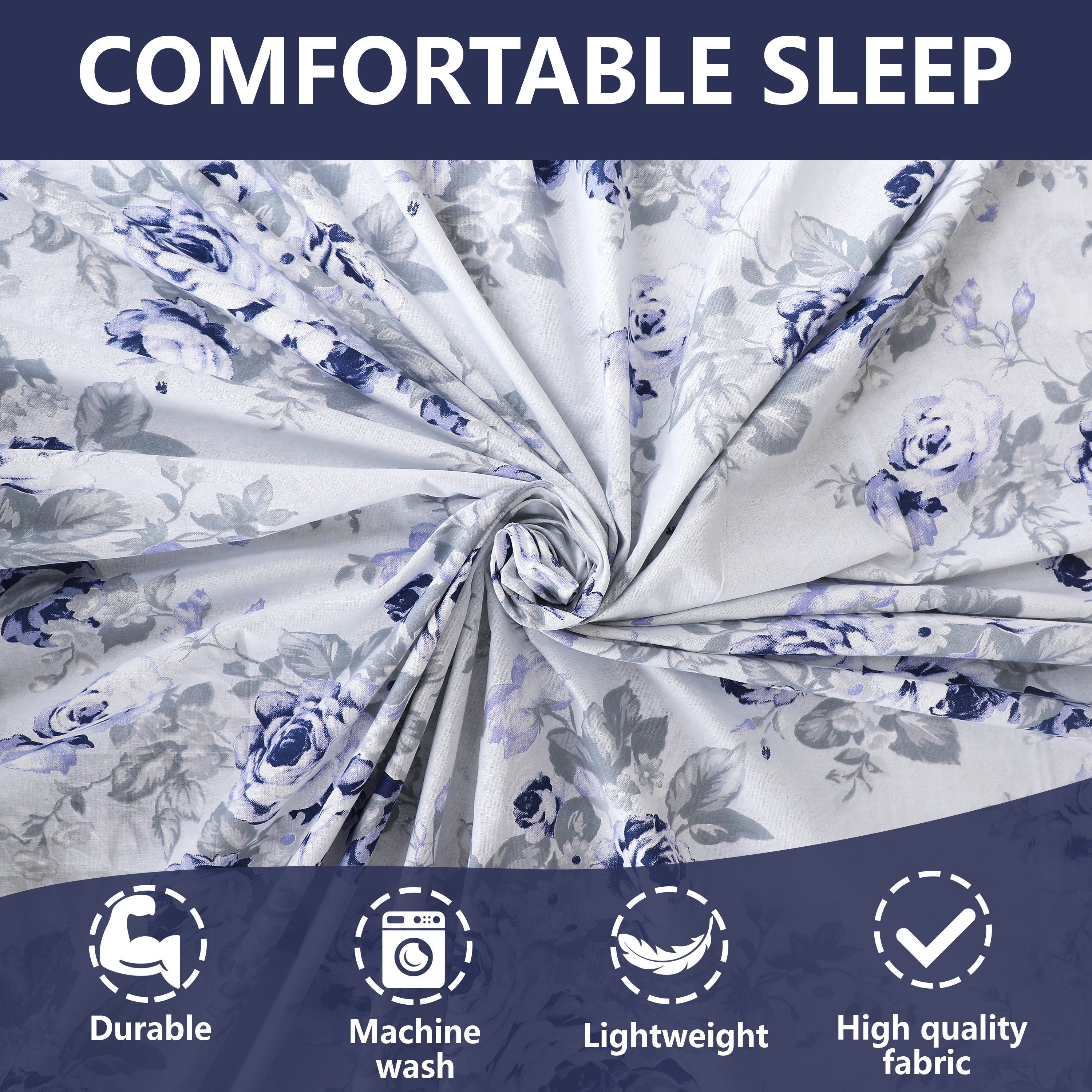 Cerulean Sky 100% Cotton Flat Bedsheet with Pillow Cover