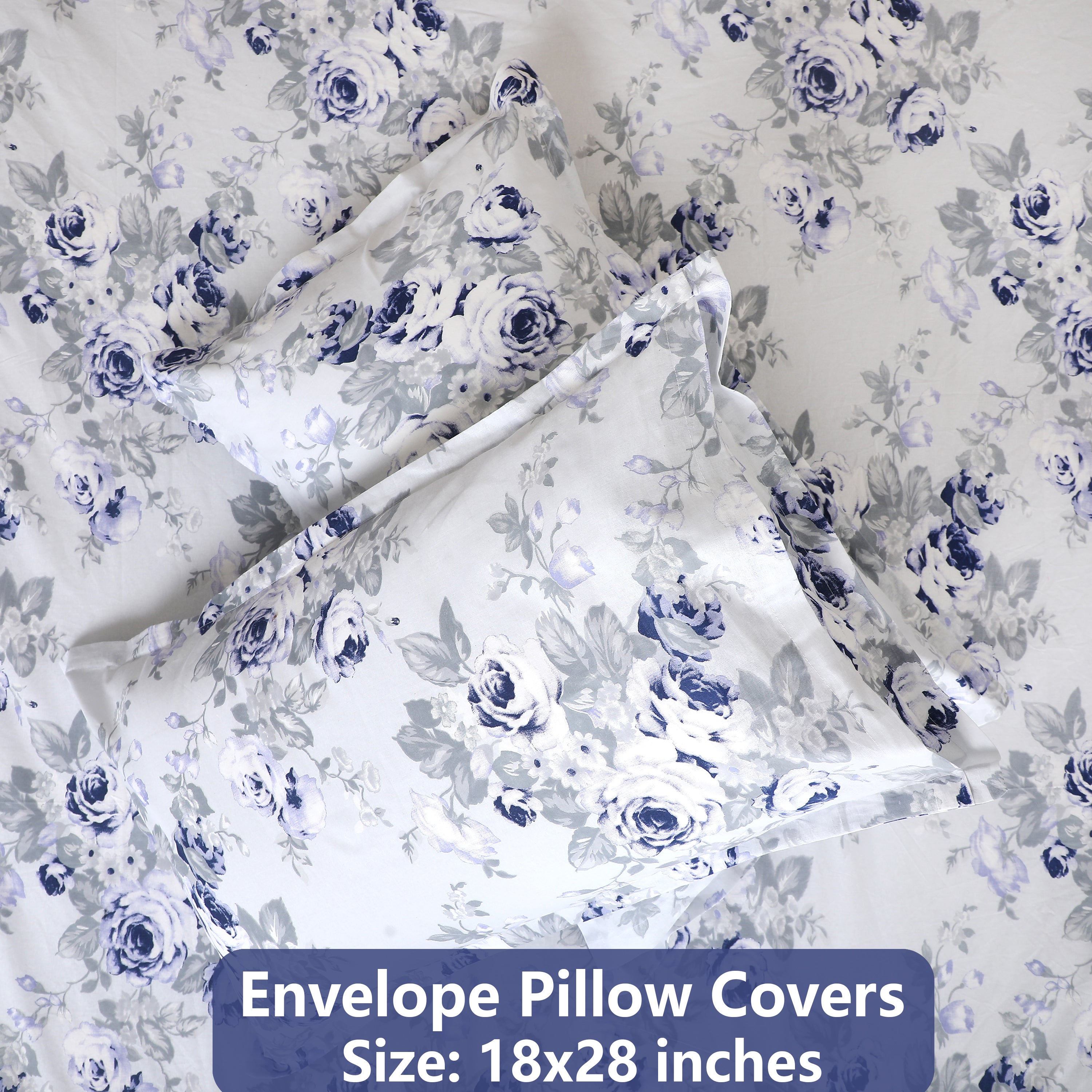 Cerulean Sky 100% Cotton Flat Bedsheet with Pillow Cover