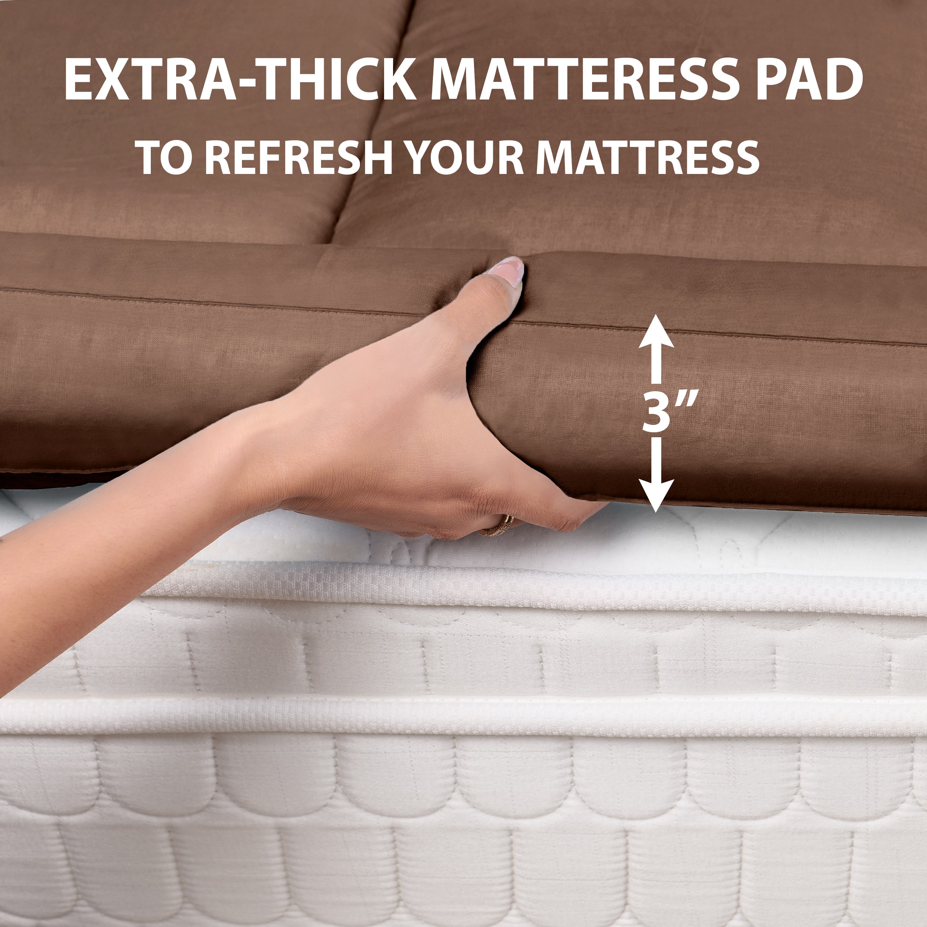 Brown Mattress Topper / Pads #thickness_3-inch-1200-gsm