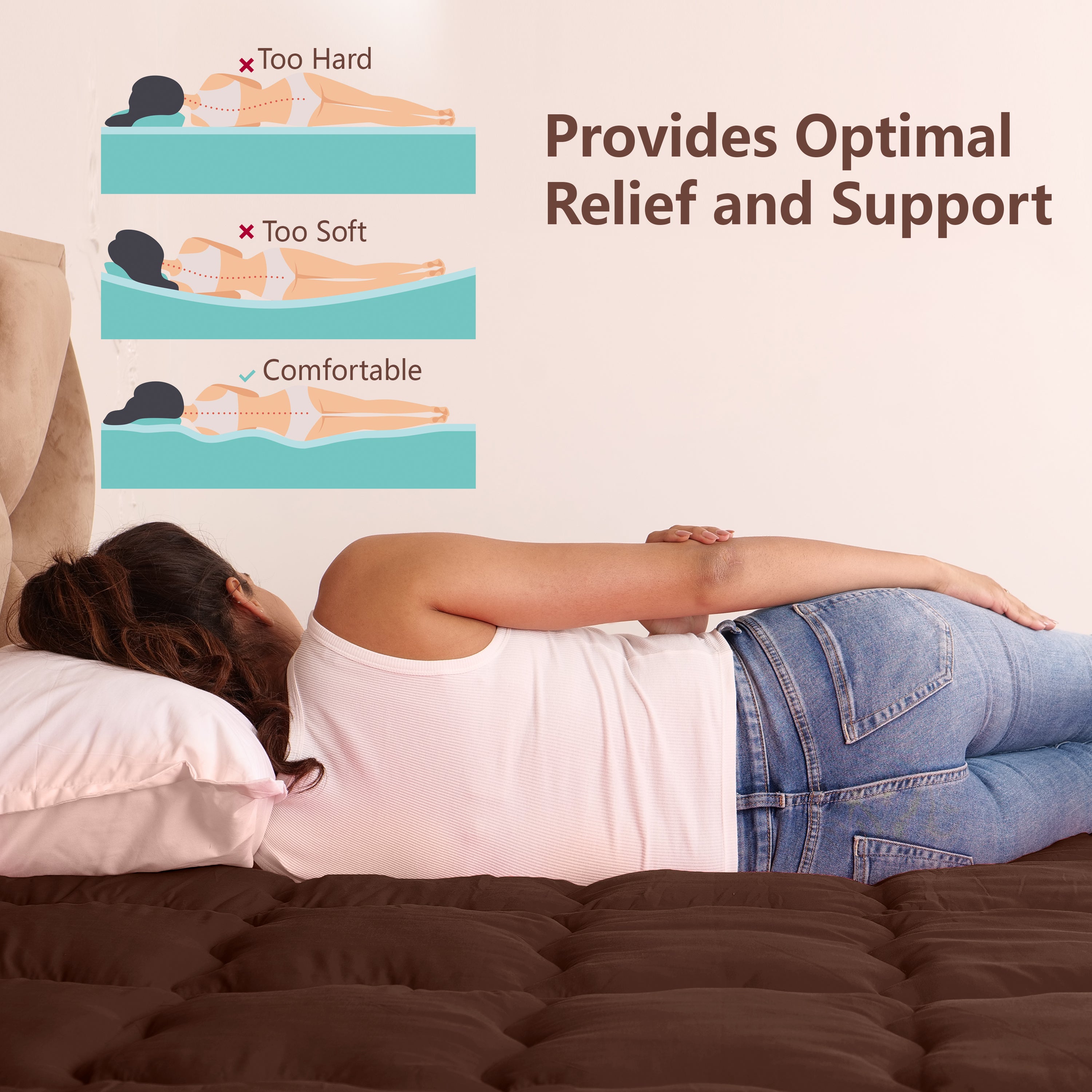 Brown Mattress Topper / Pads #thickness_2-inch-500-gsm