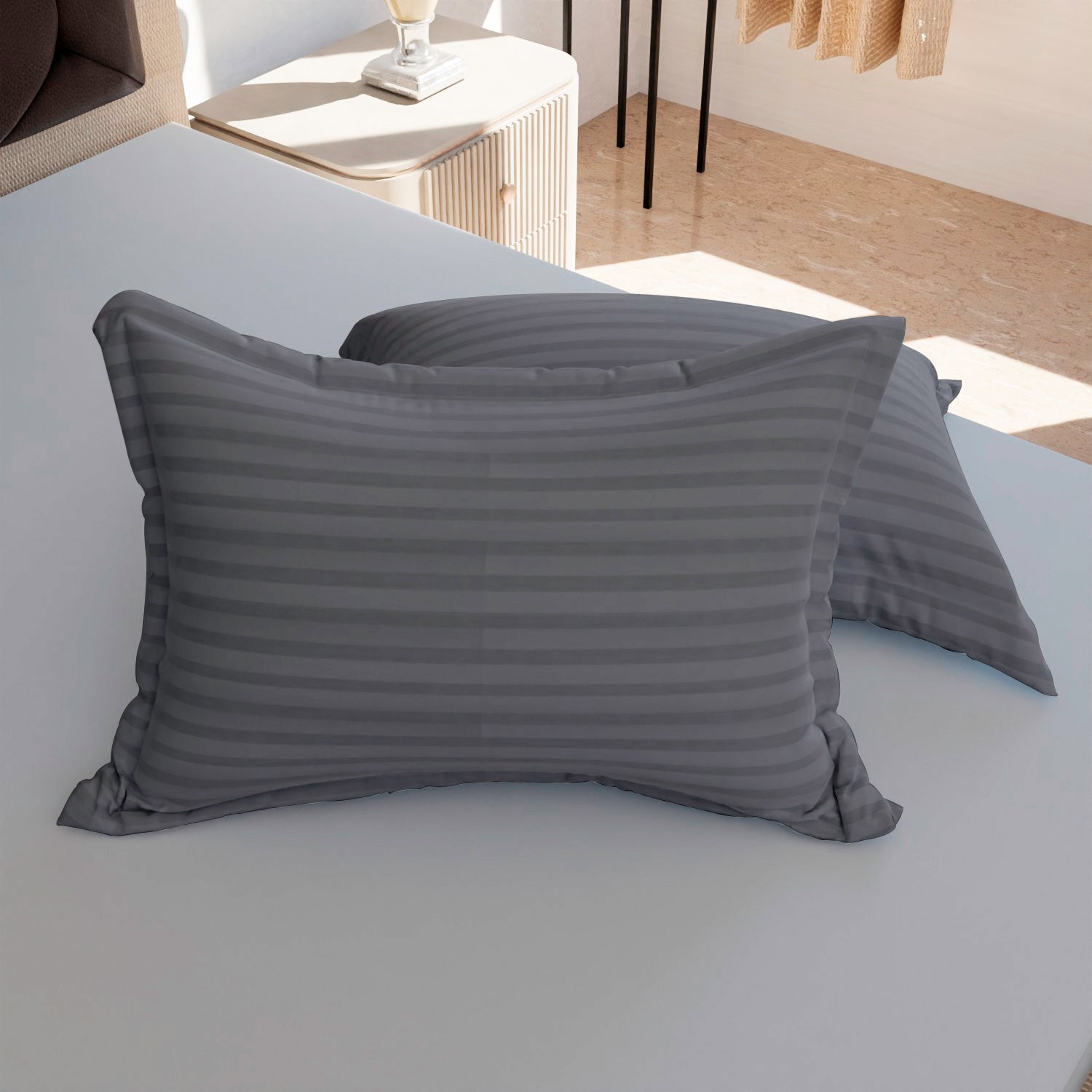 Grey Stripe Pillow Covers