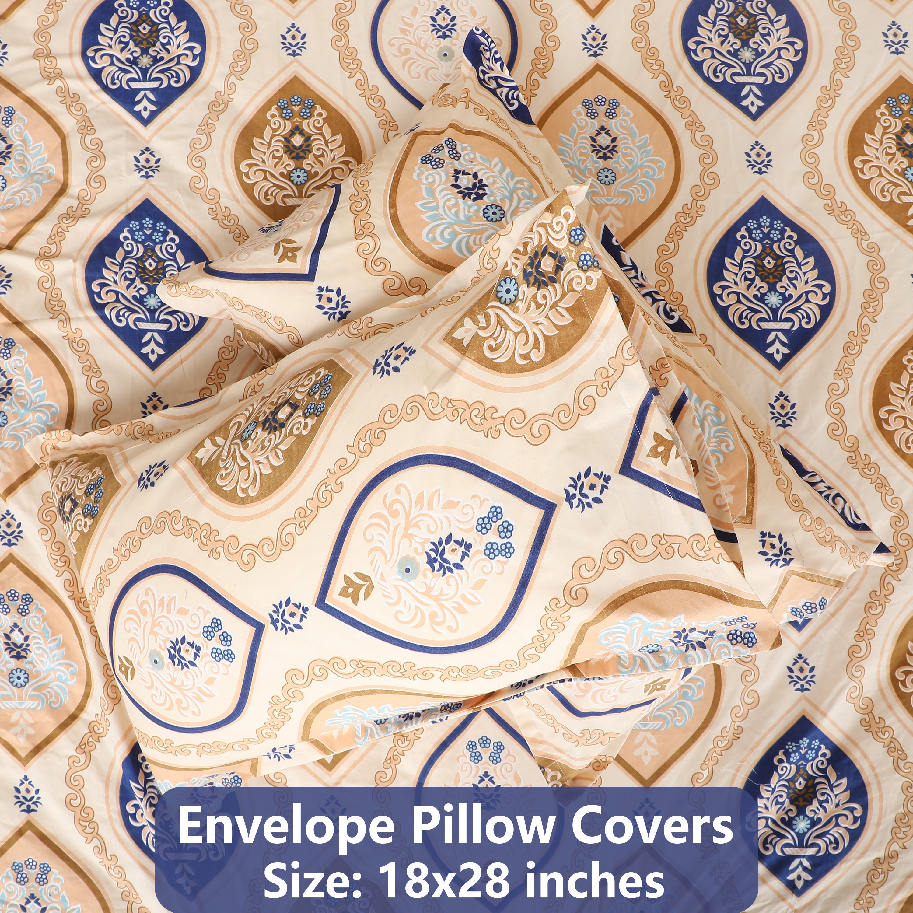 Ultra Marine Polyester Flat Bedsheet with Pillow Cover