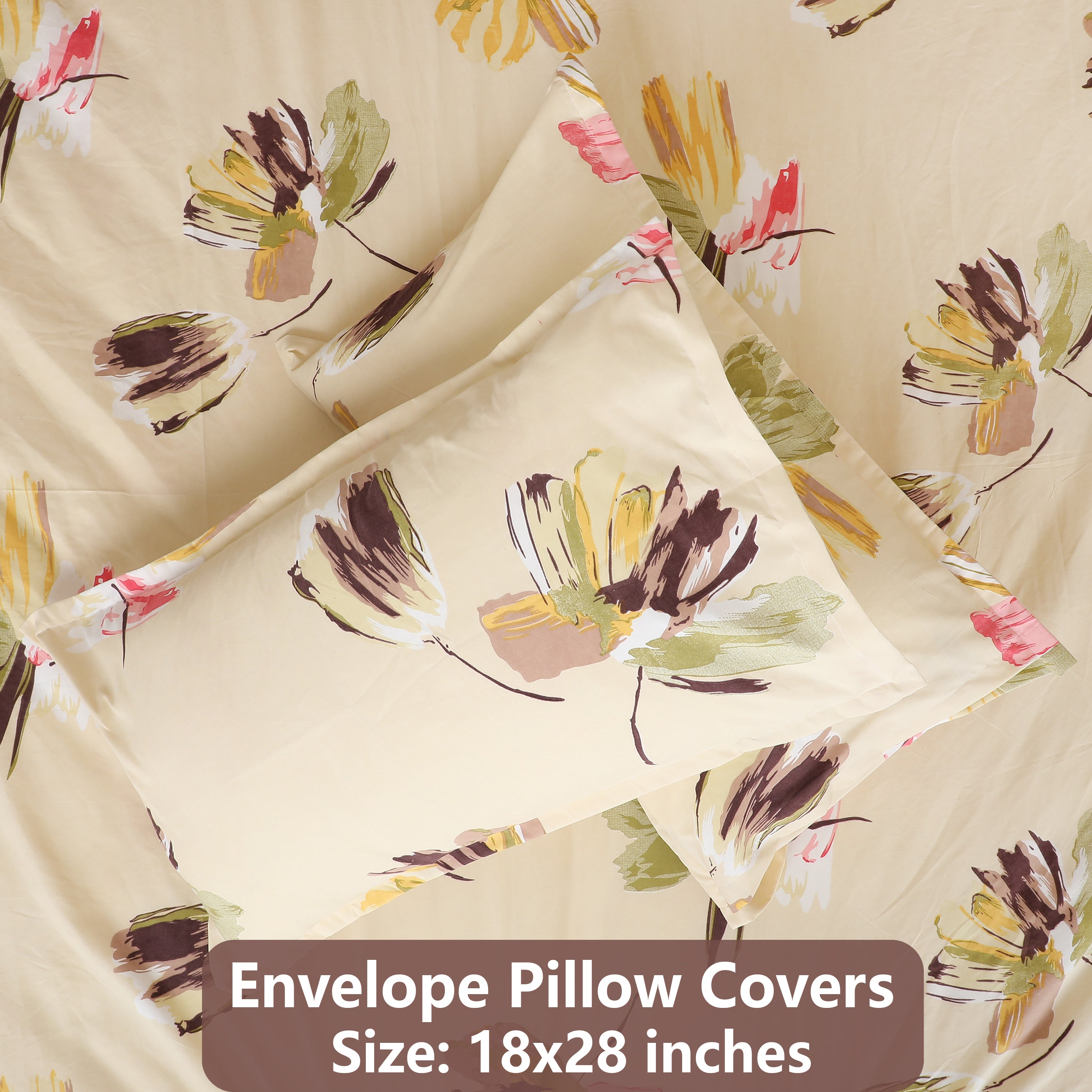 Petal Path Polyester Flat Bedsheet with Pillow Cover
