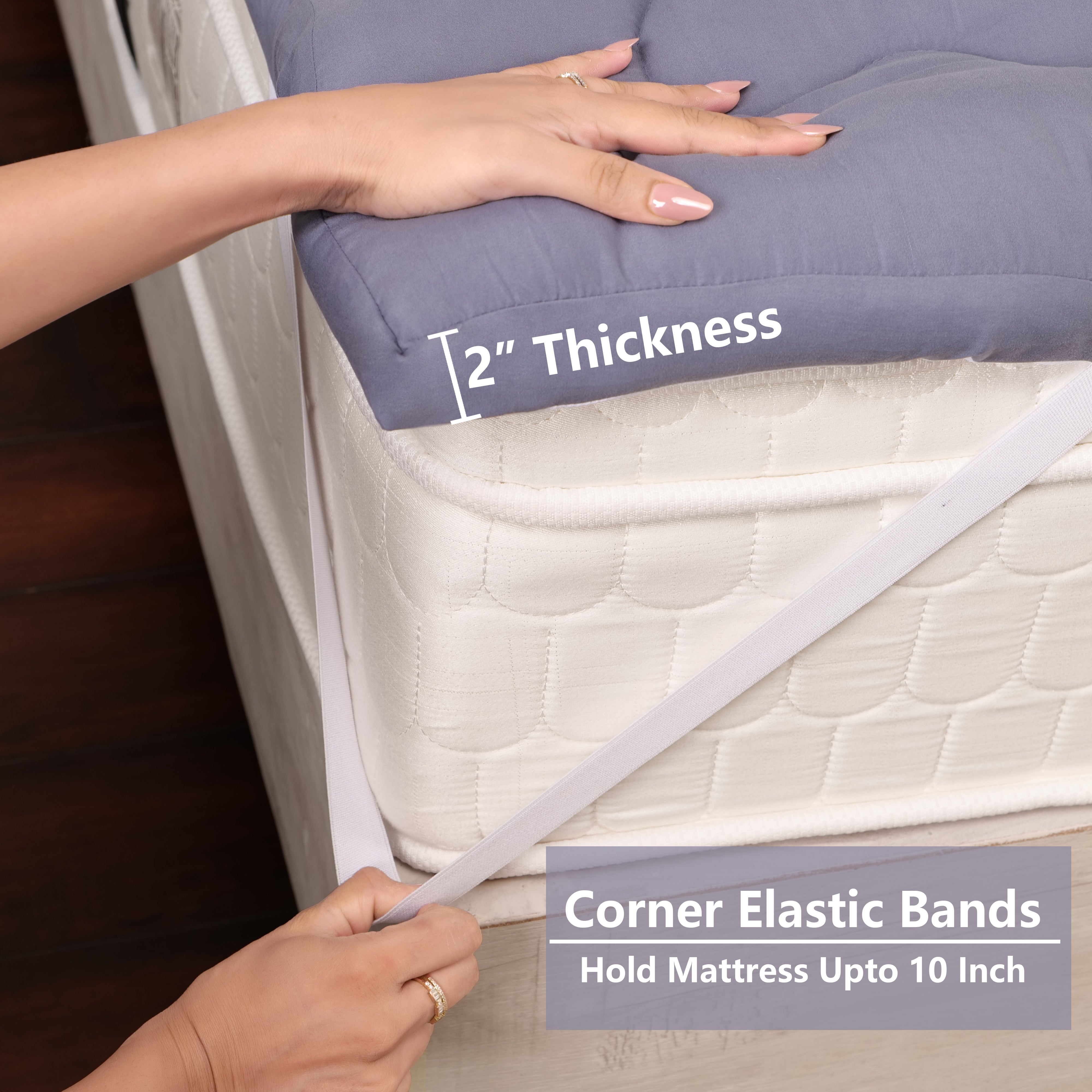 Grey Mattress Topper / Pads #thickness_2-inch-500-gsm