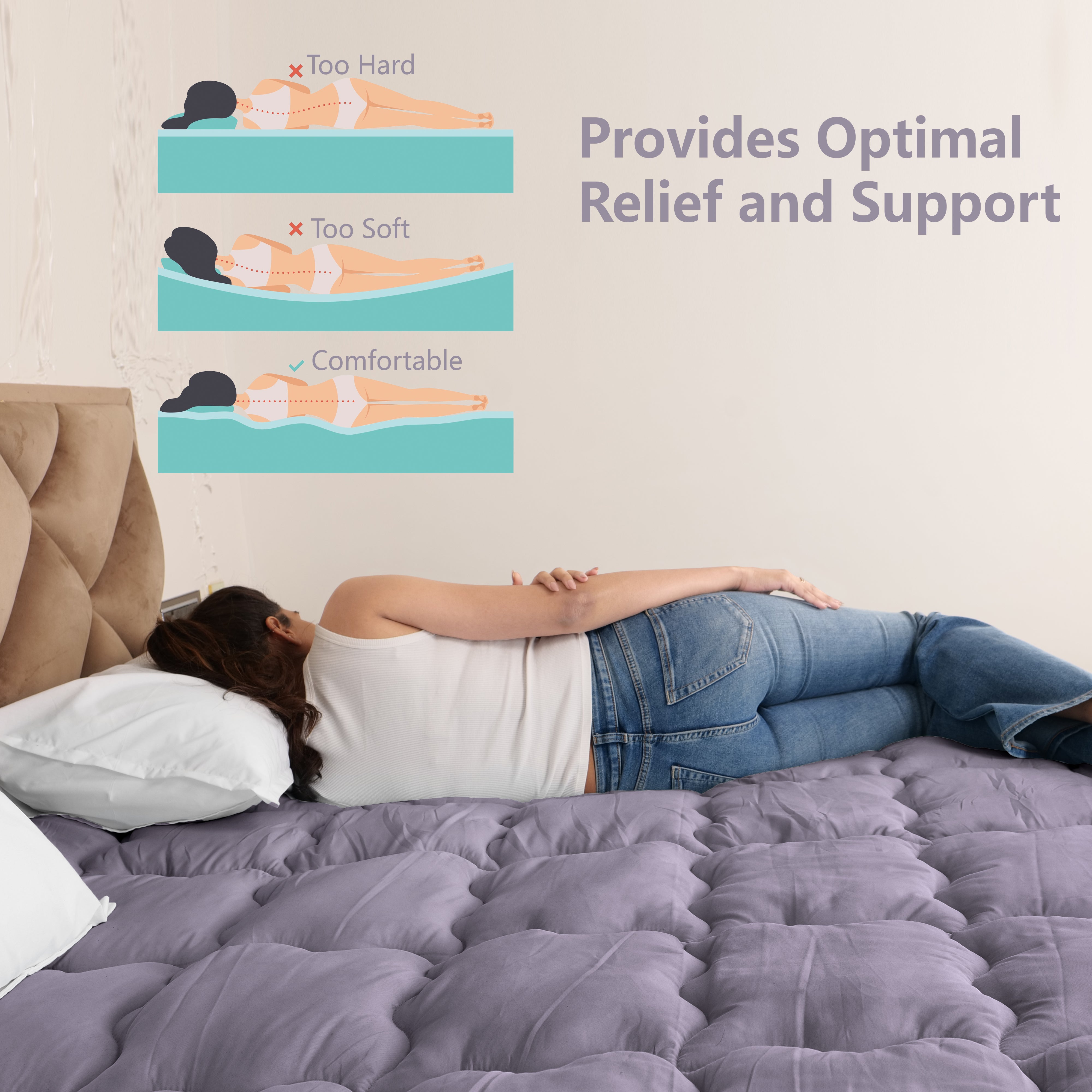 Grey Mattress Topper / Pads #thickness_2-inch-500-gsm