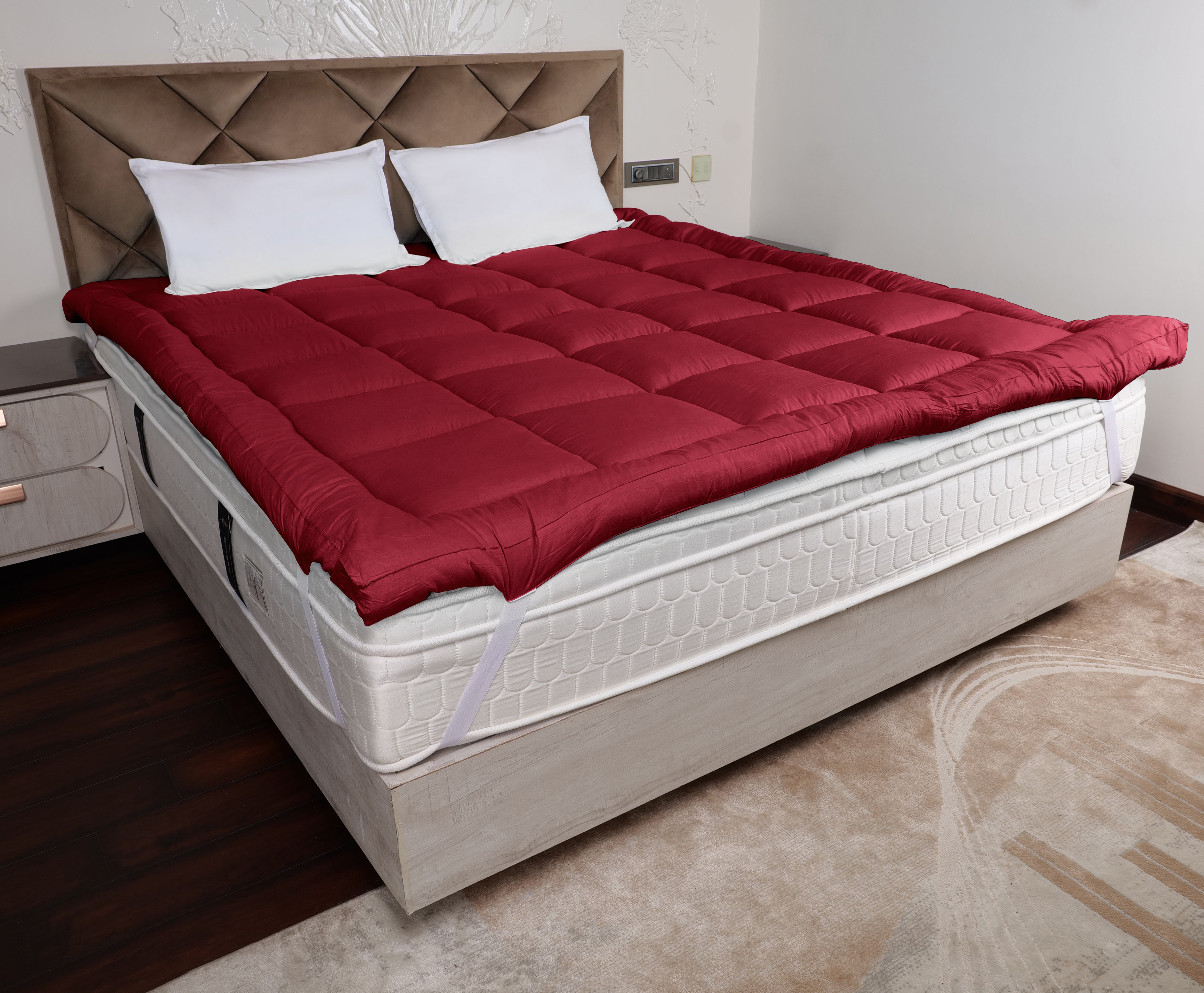 Maroon 1200 GSM Mattress Topper