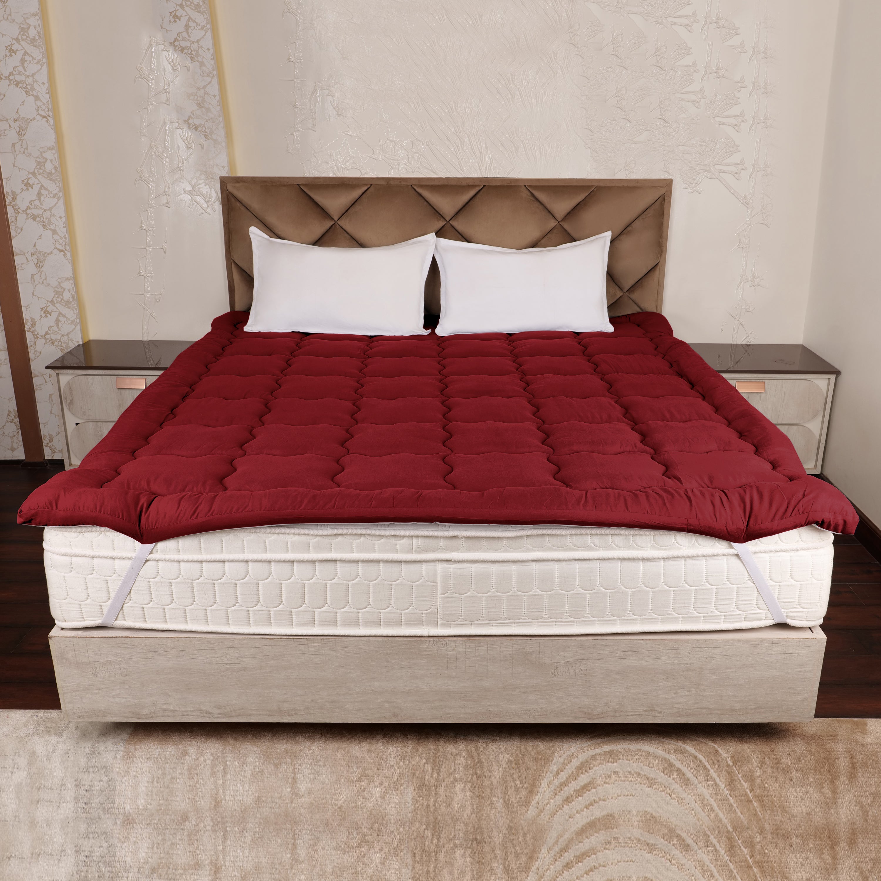 Maroon Mattress Topper / Pads #thickness_2-inch-500-gsm