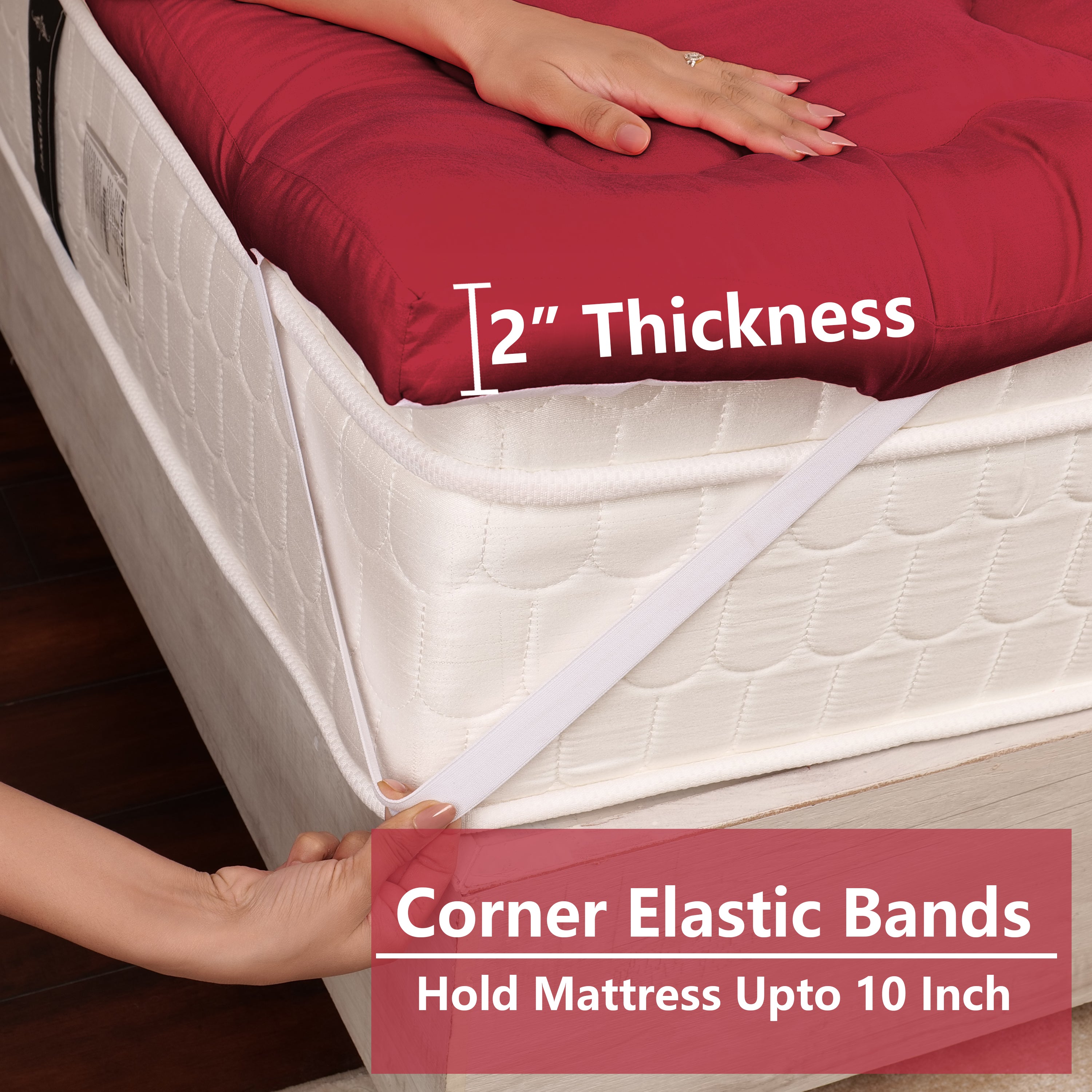 Maroon Mattress Topper / Pads #thickness_2-inch-500-gsm