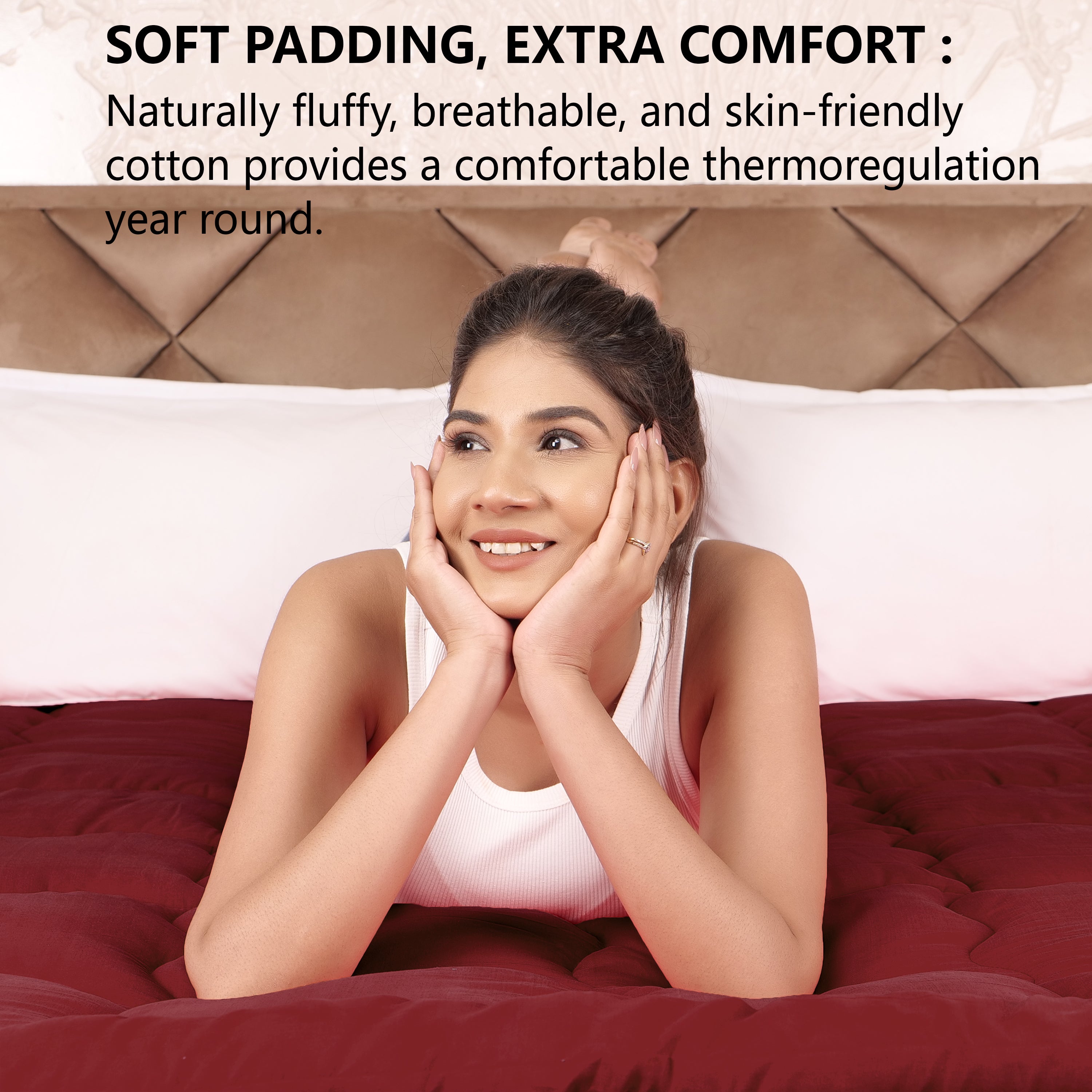 Maroon Mattress Topper / Pads #thickness_2-inch-500-gsm
