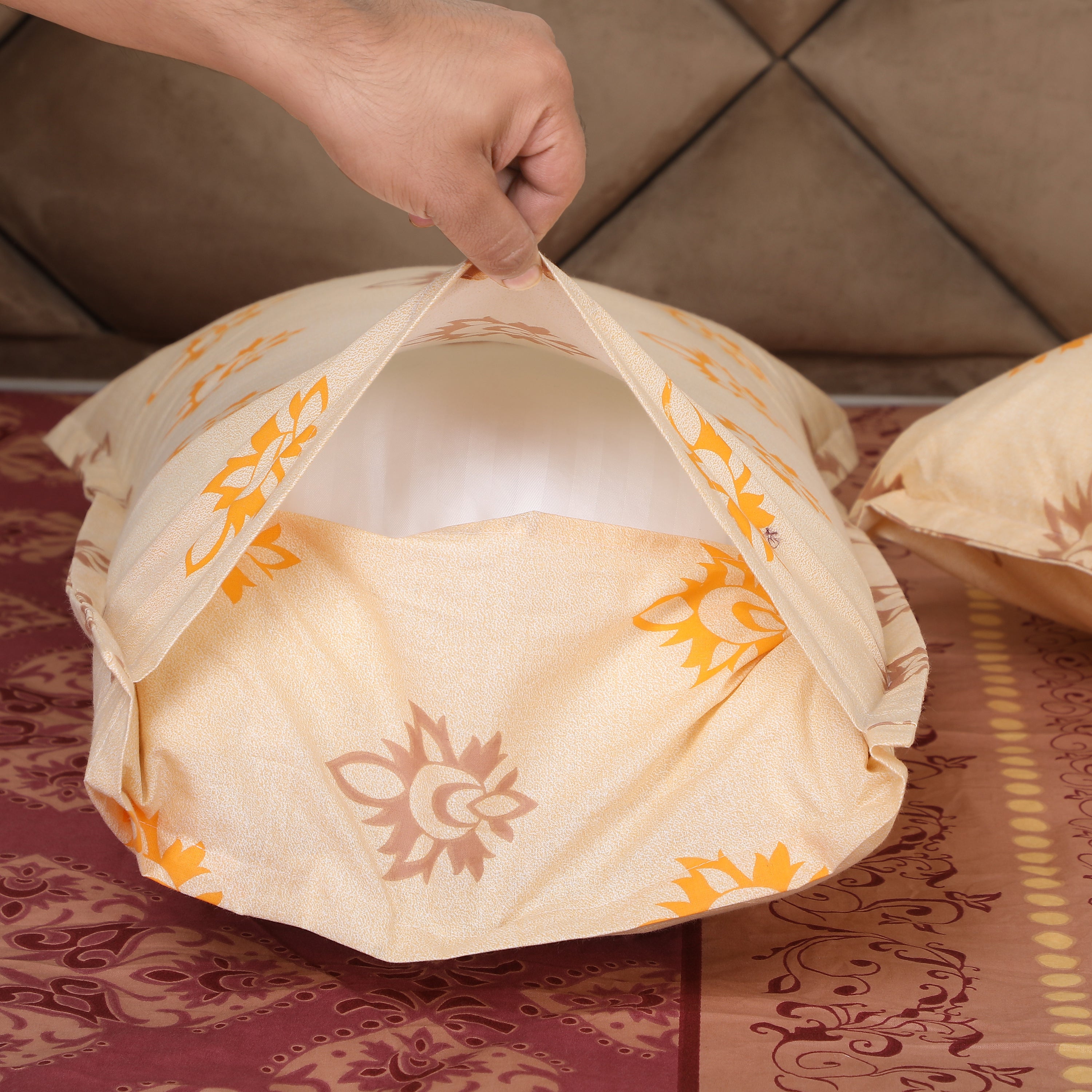 Royal Gold 100% Cotton Fitted Bedsheet with Pillow Cover