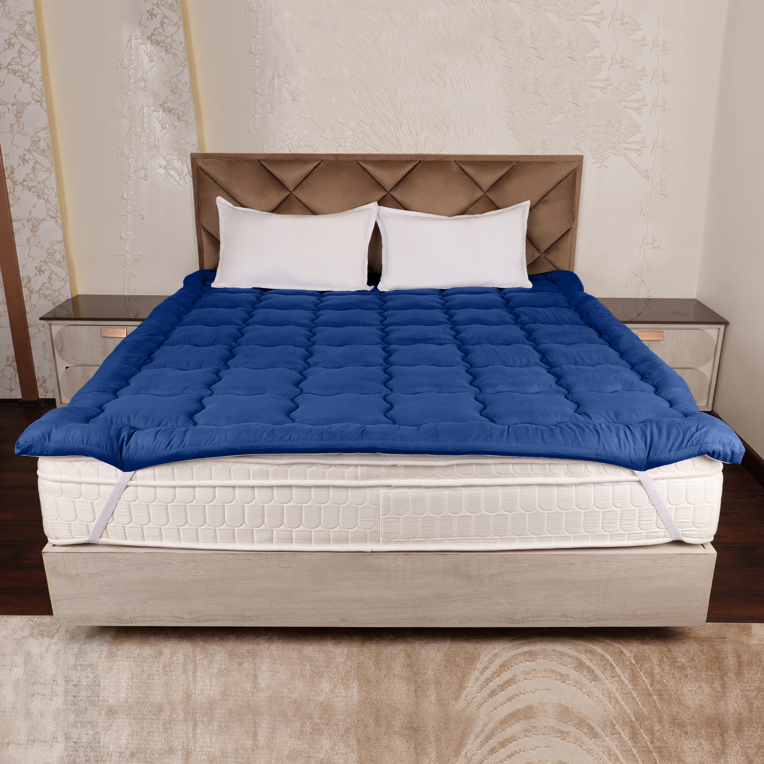 Navy Blue Mattress Topper / Pads #thickness_2-inch-500-gsm
