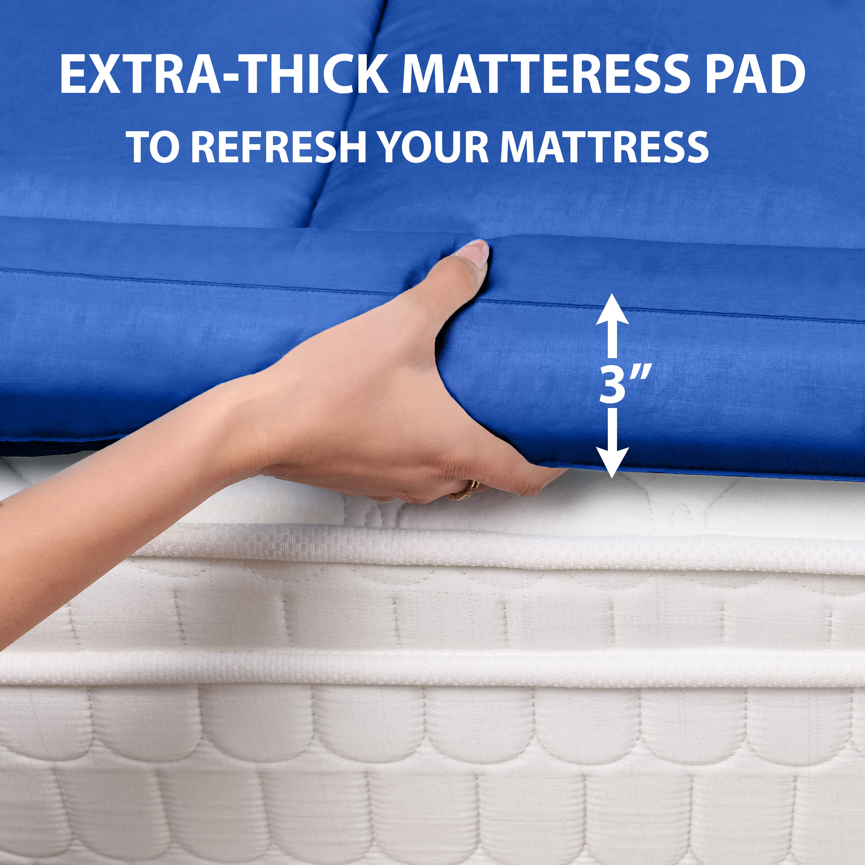 Navy Blue Mattress Topper / Pads #thickness_3-inch-1200-gsm