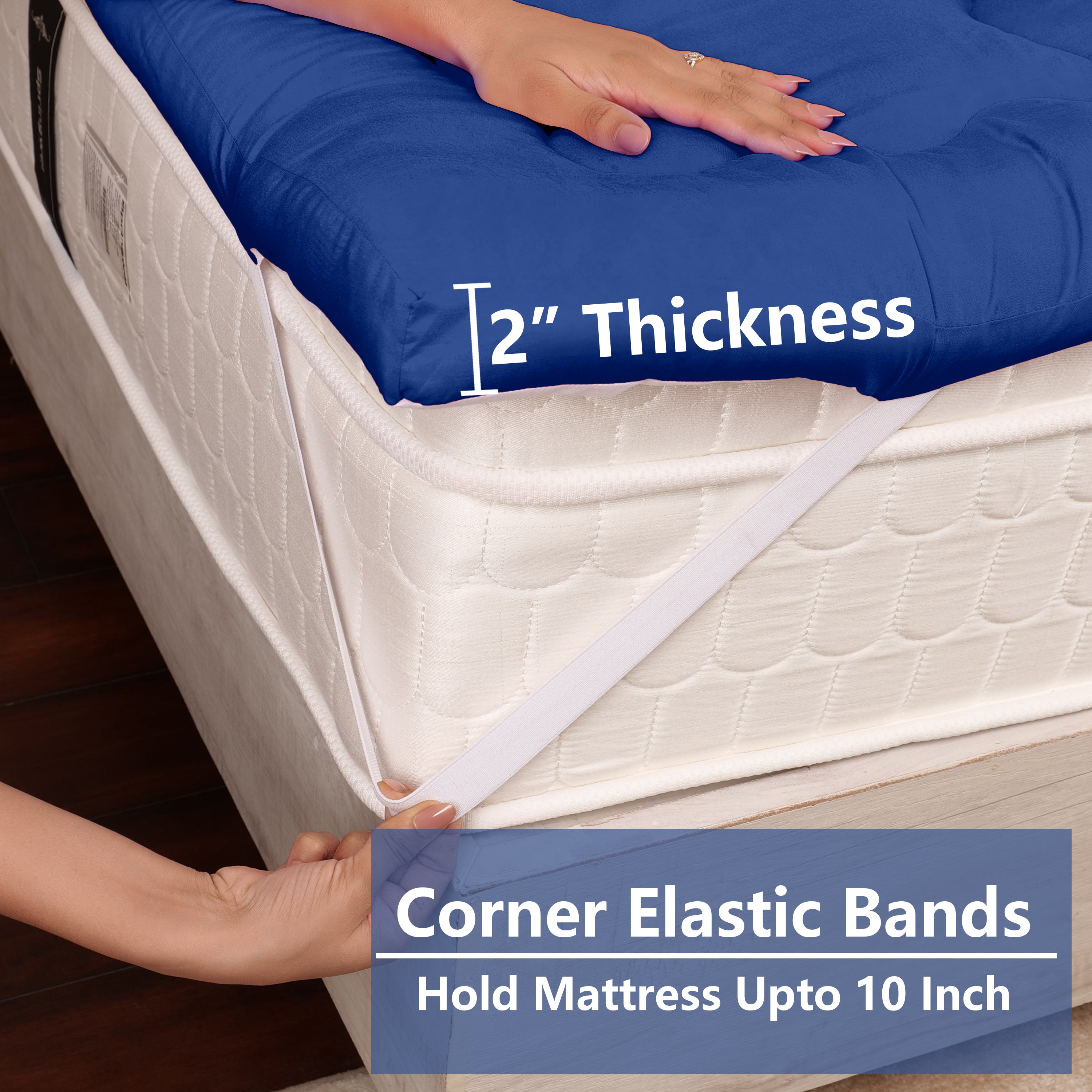 Navy Blue Mattress Topper / Pads #thickness_2-inch-500-gsm