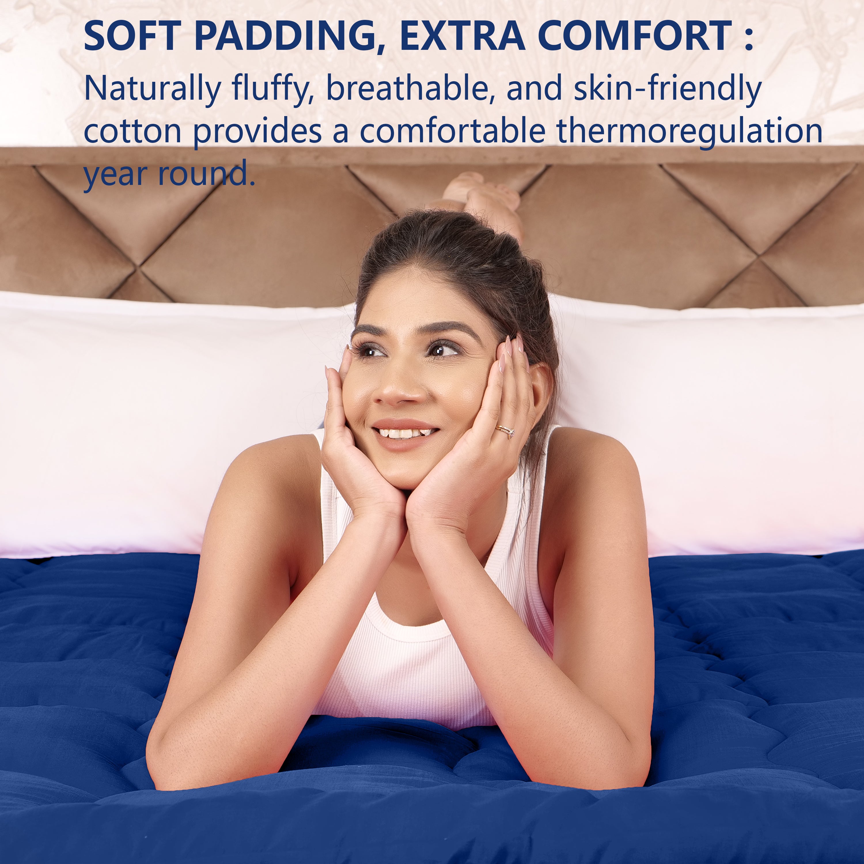 Navy Blue Mattress Topper / Pads #thickness_2-inch-500-gsm