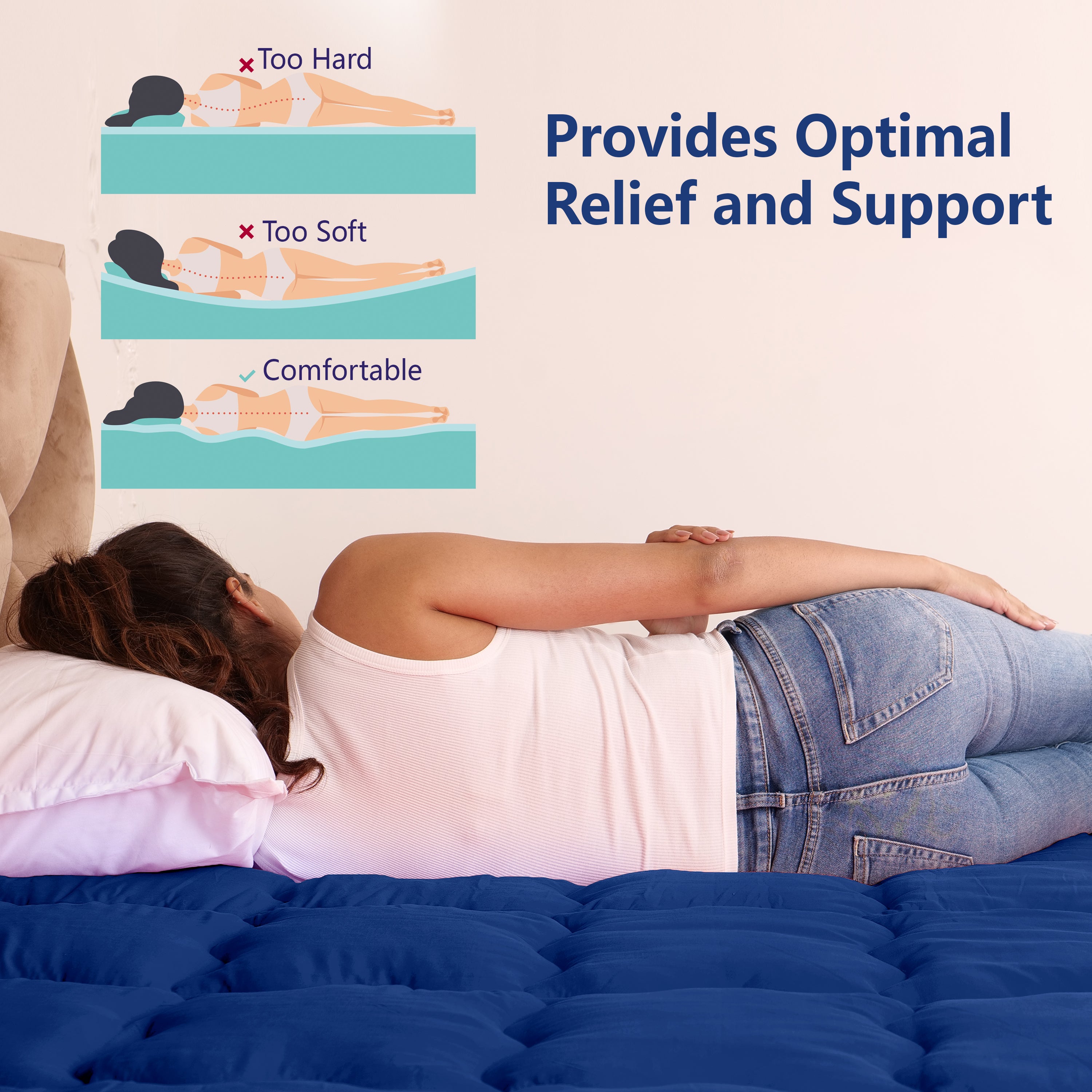 Navy Blue Mattress Topper / Pads #thickness_2-inch-500-gsm