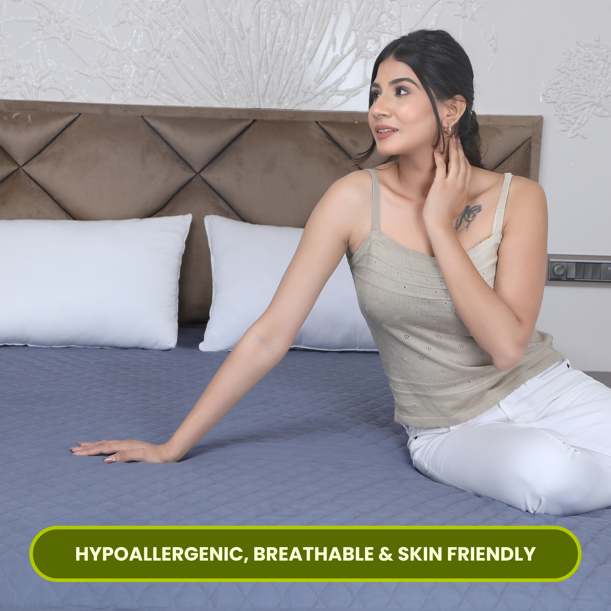 Quilted Grey Mattress Protector