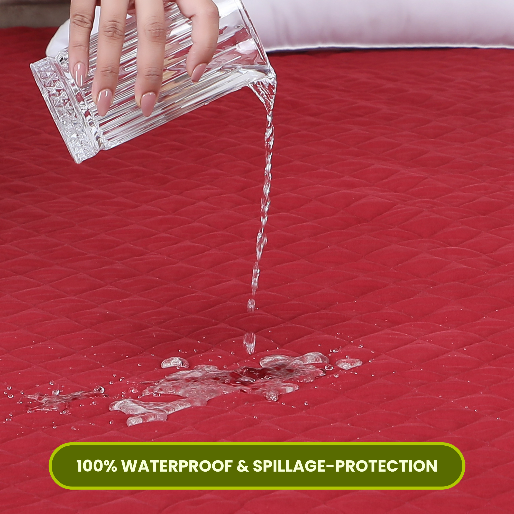 Quilted Maroon Mattress Protector