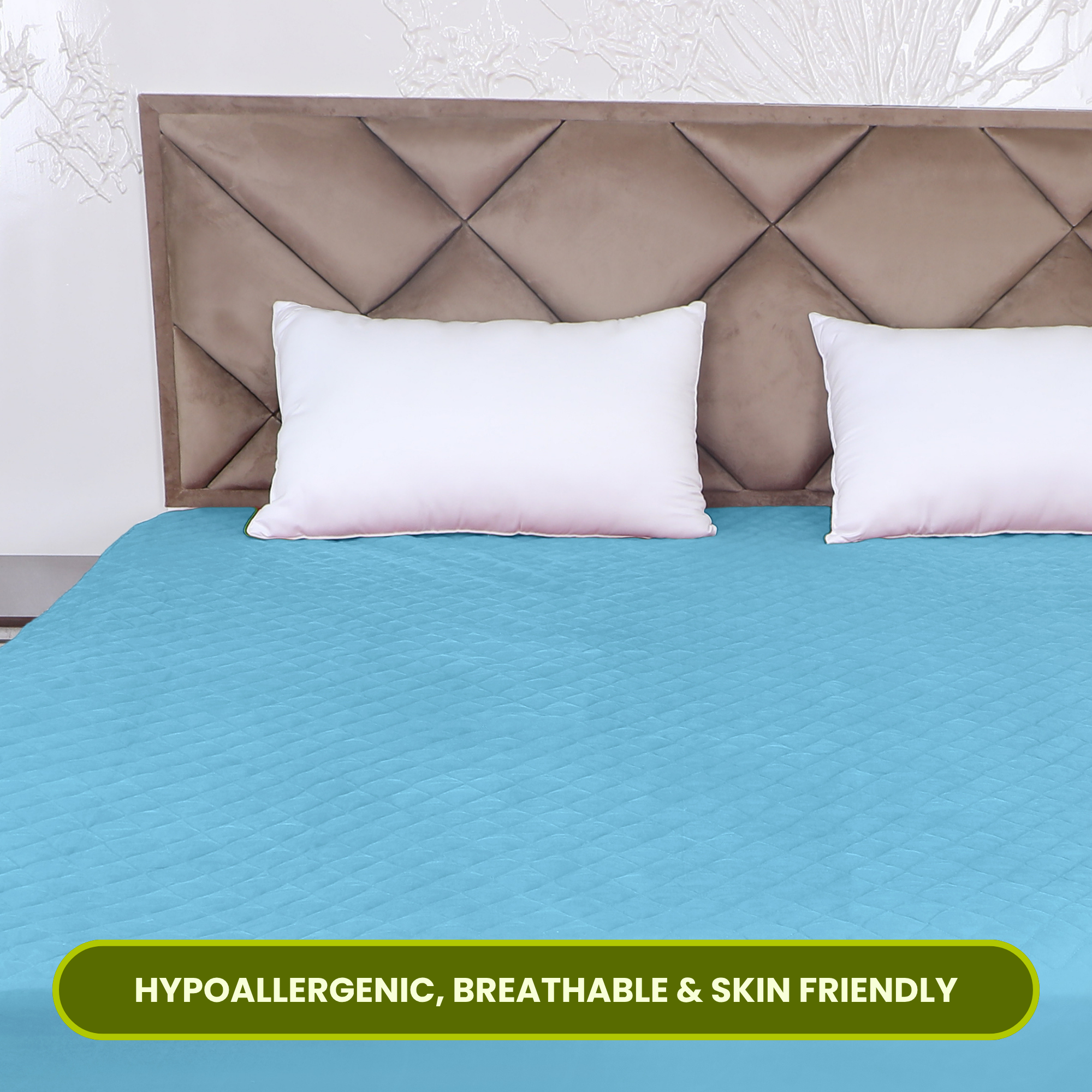 Quilted Sky Blue Mattress Protector