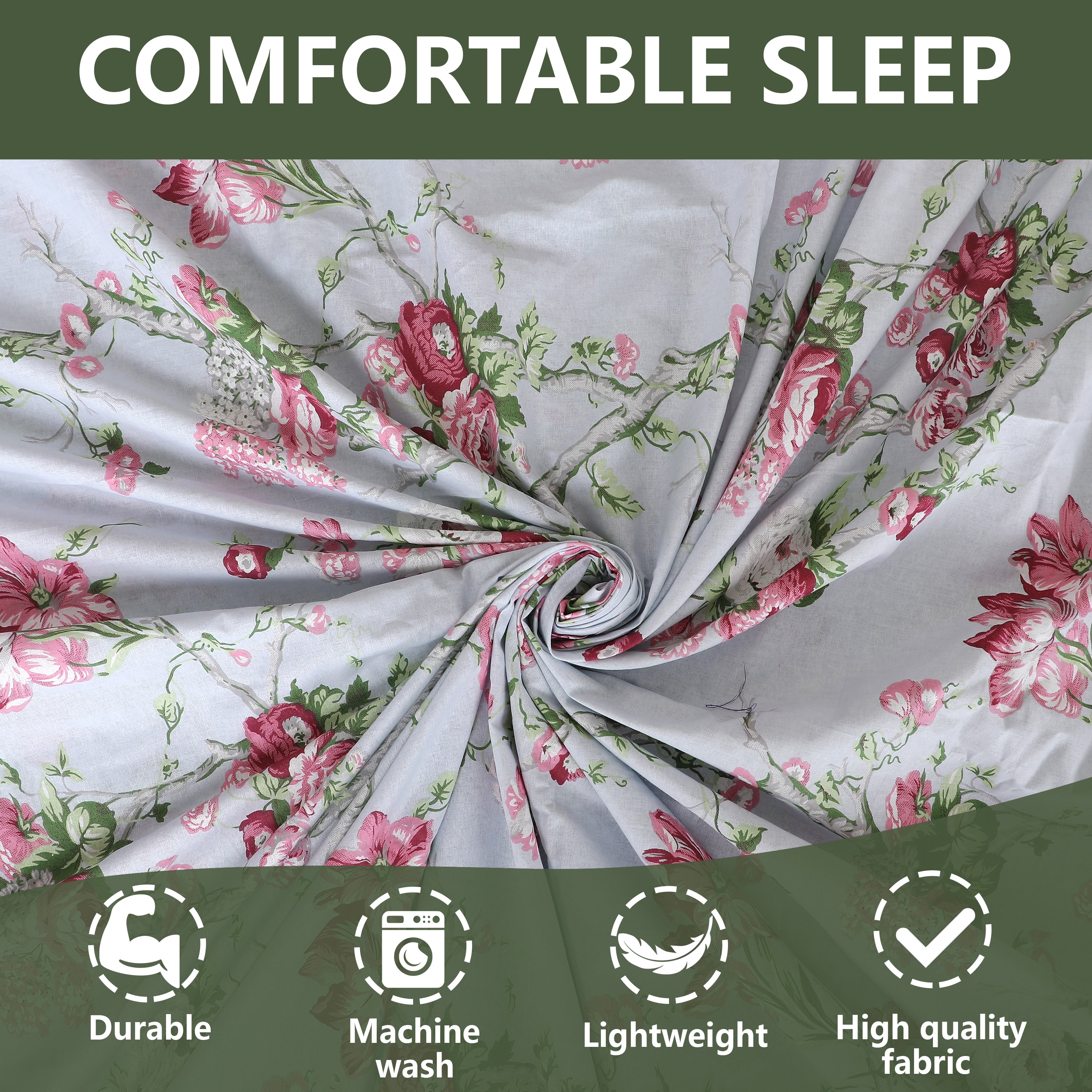 Sakura Bloom 100% Cotton Flat Bedsheet with Pillow Cover