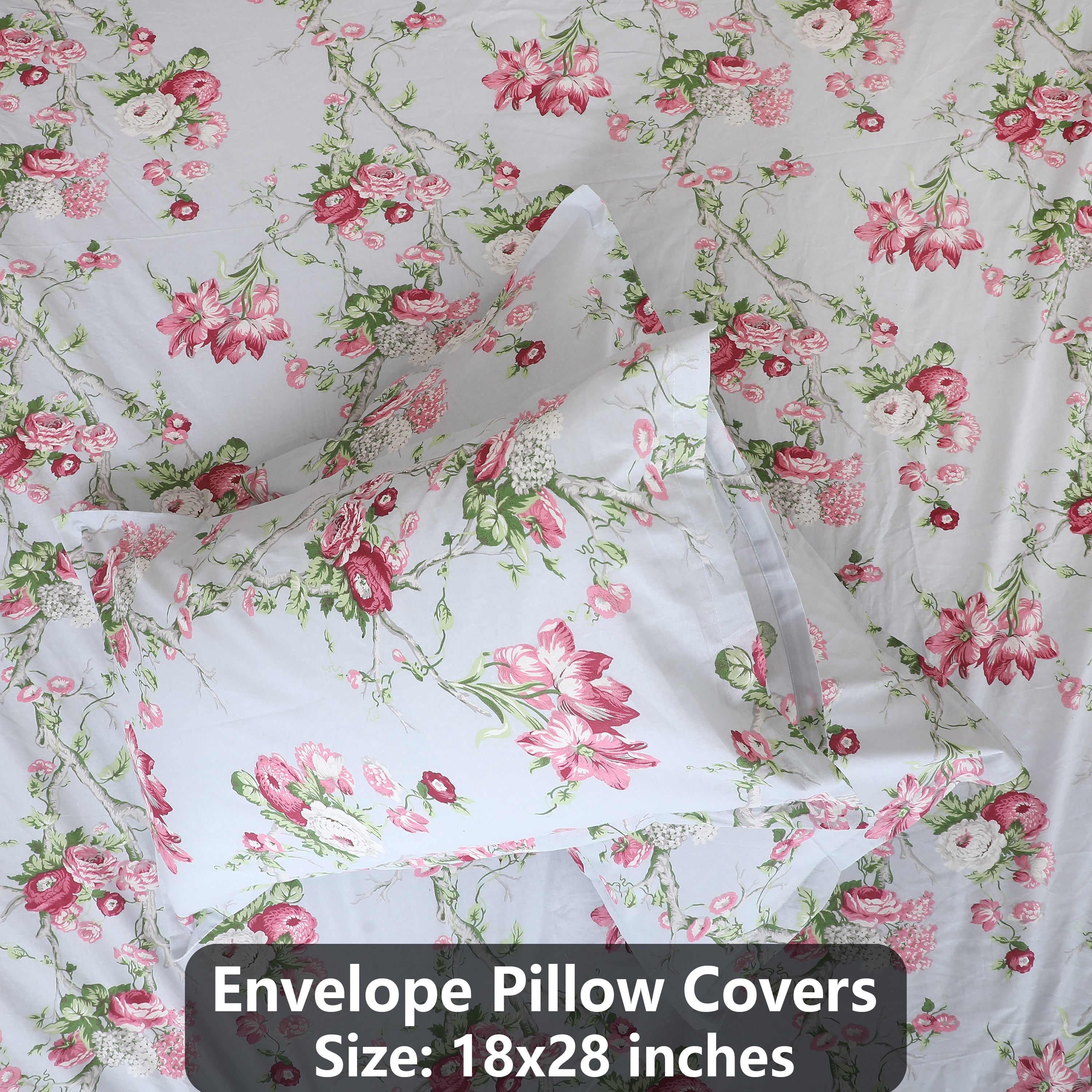 Sakura Bloom 100% Cotton Flat Bedsheet with Pillow Cover