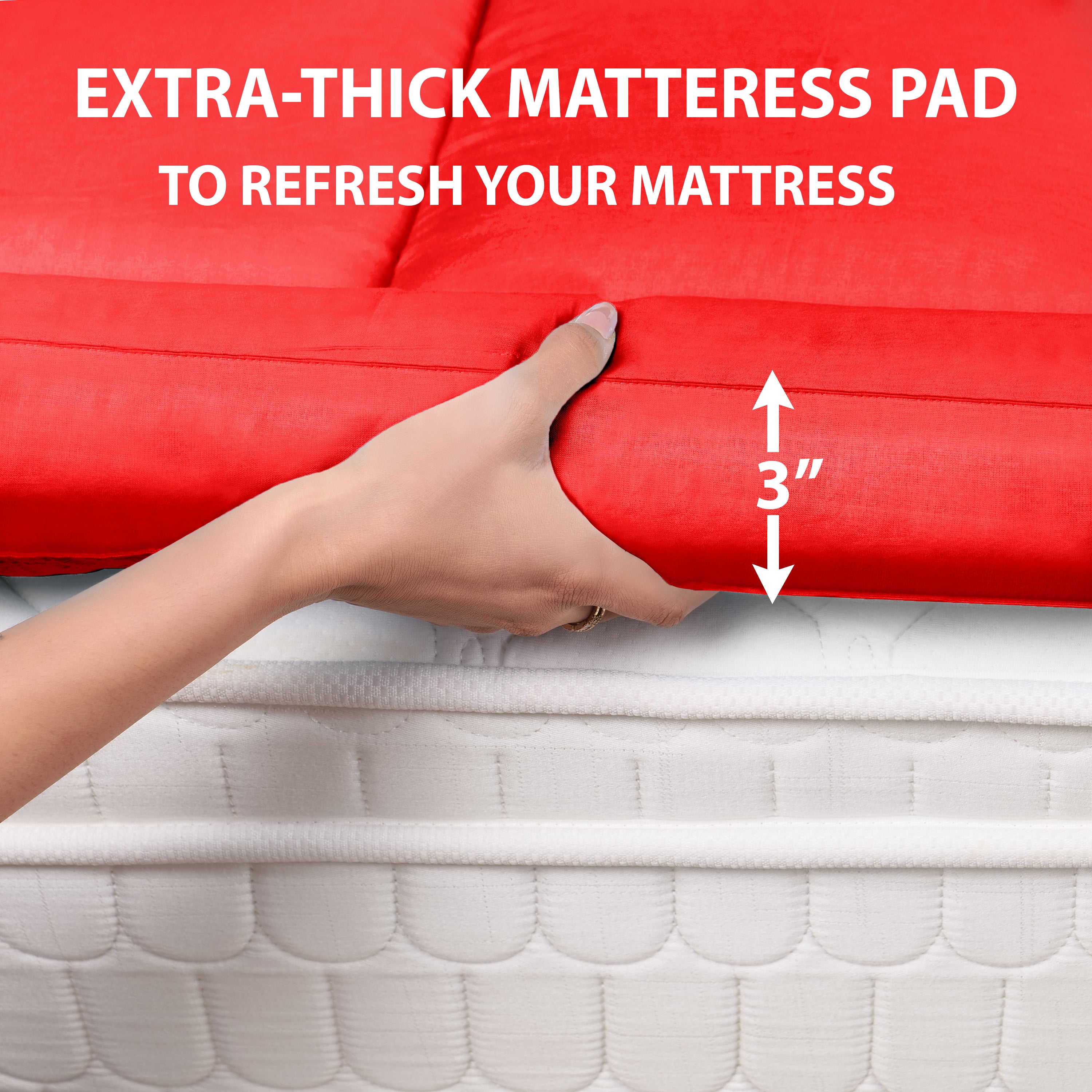 Red Mattress Topper / Pads #thickness_3-inch-1200-gsm
