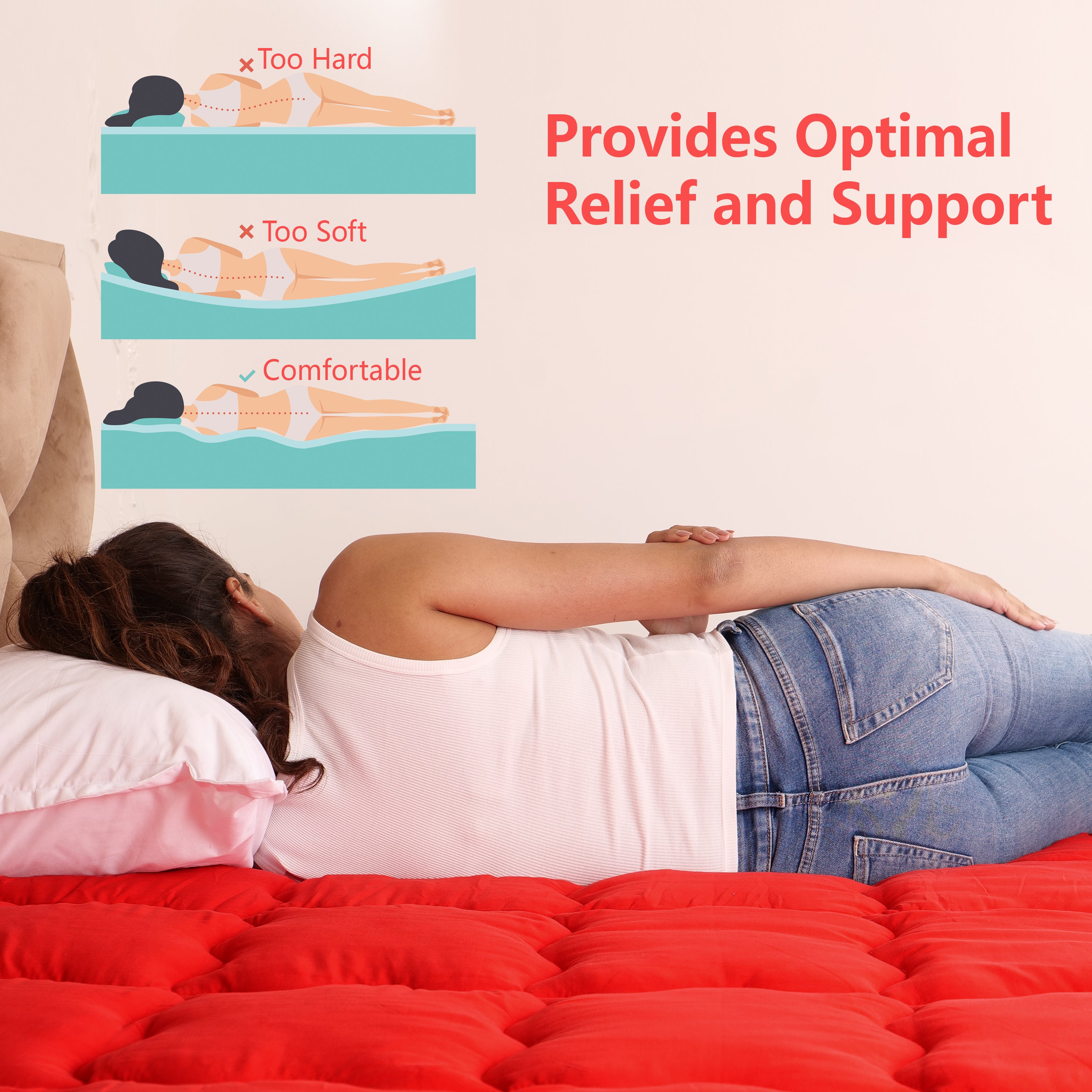 Red Mattress Topper / Pads #thickness_2-inch-500-gsm