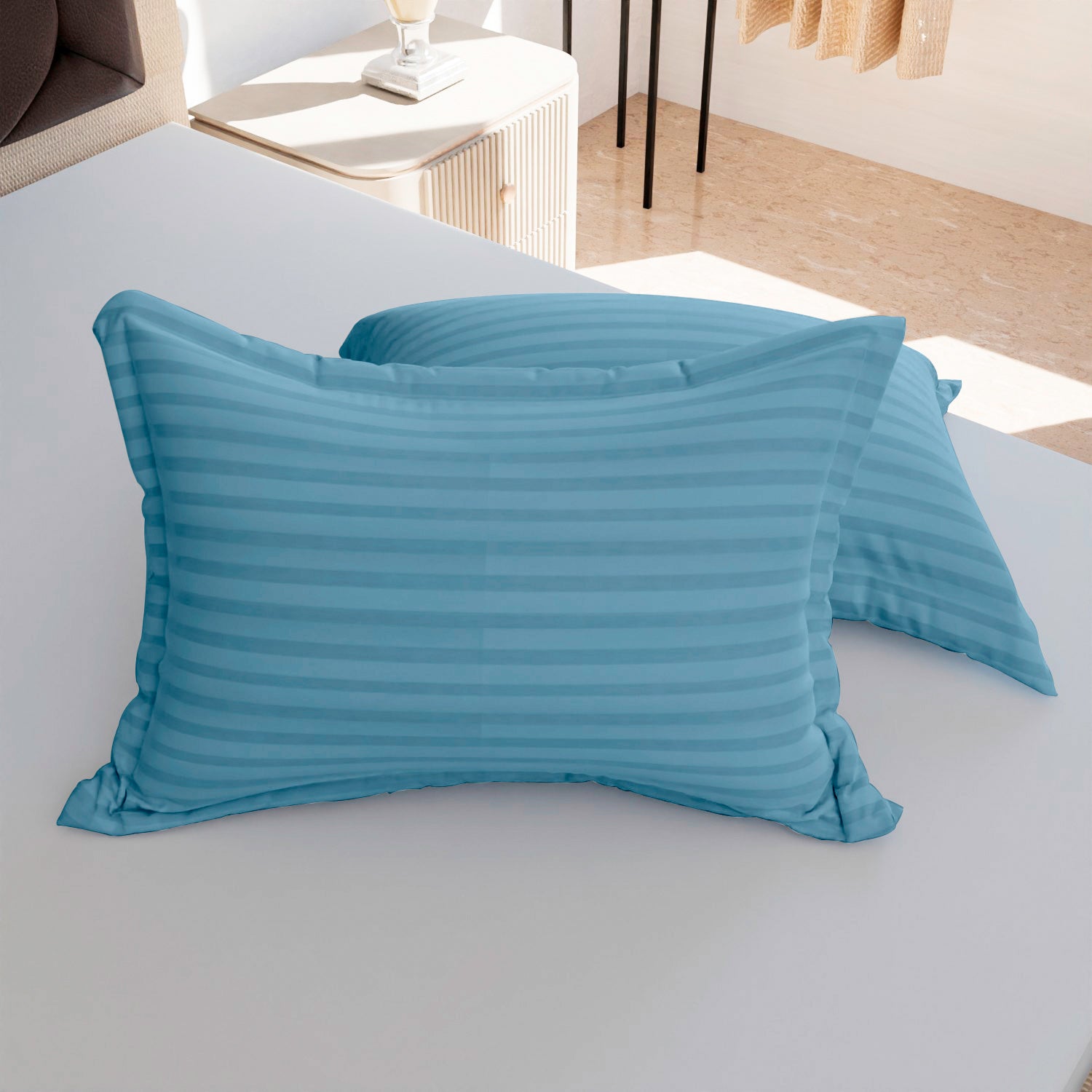 Sky Blue Stripe Pillow Covers