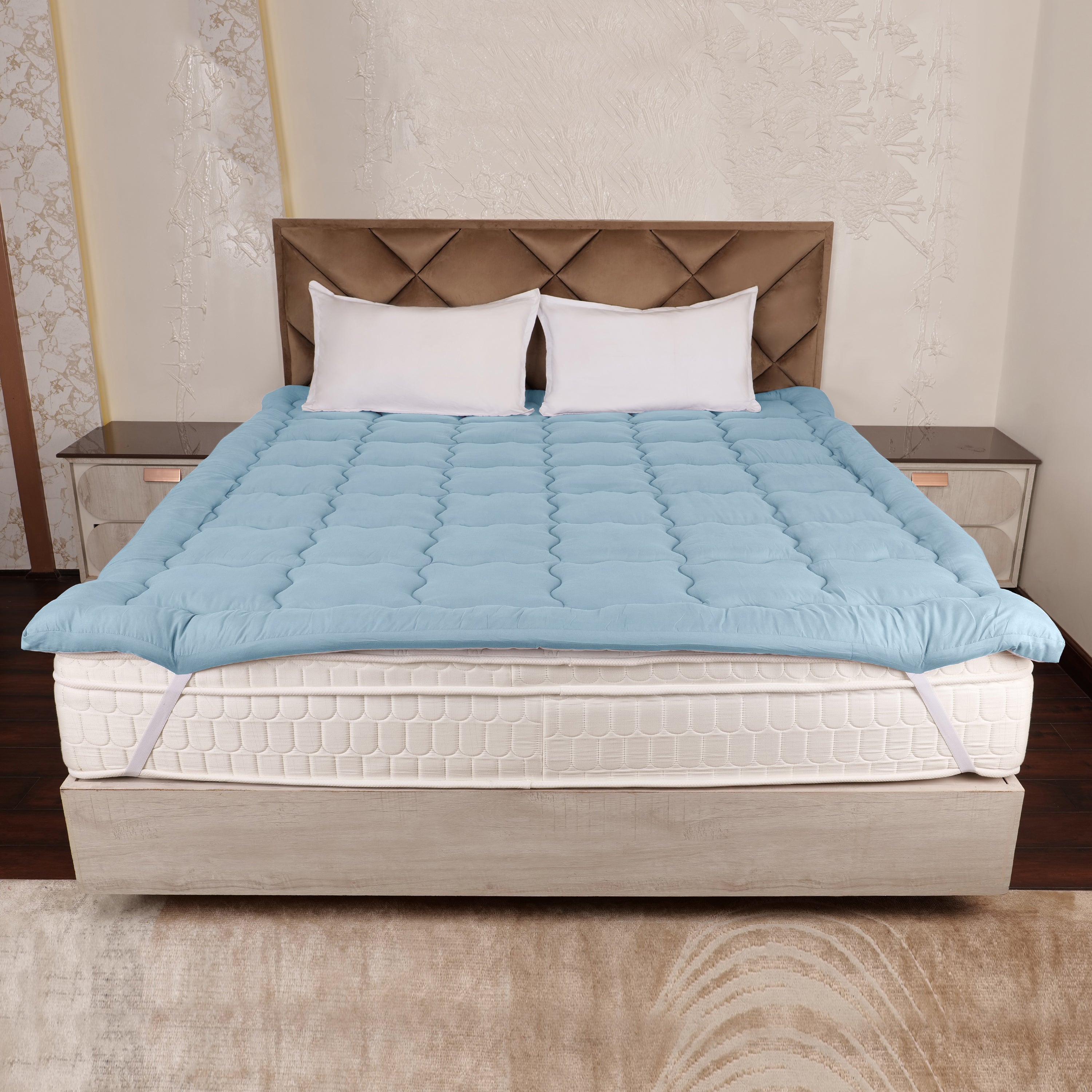 Sky Blue Mattress Topper / Pads #thickness_2-inch-500-gsm