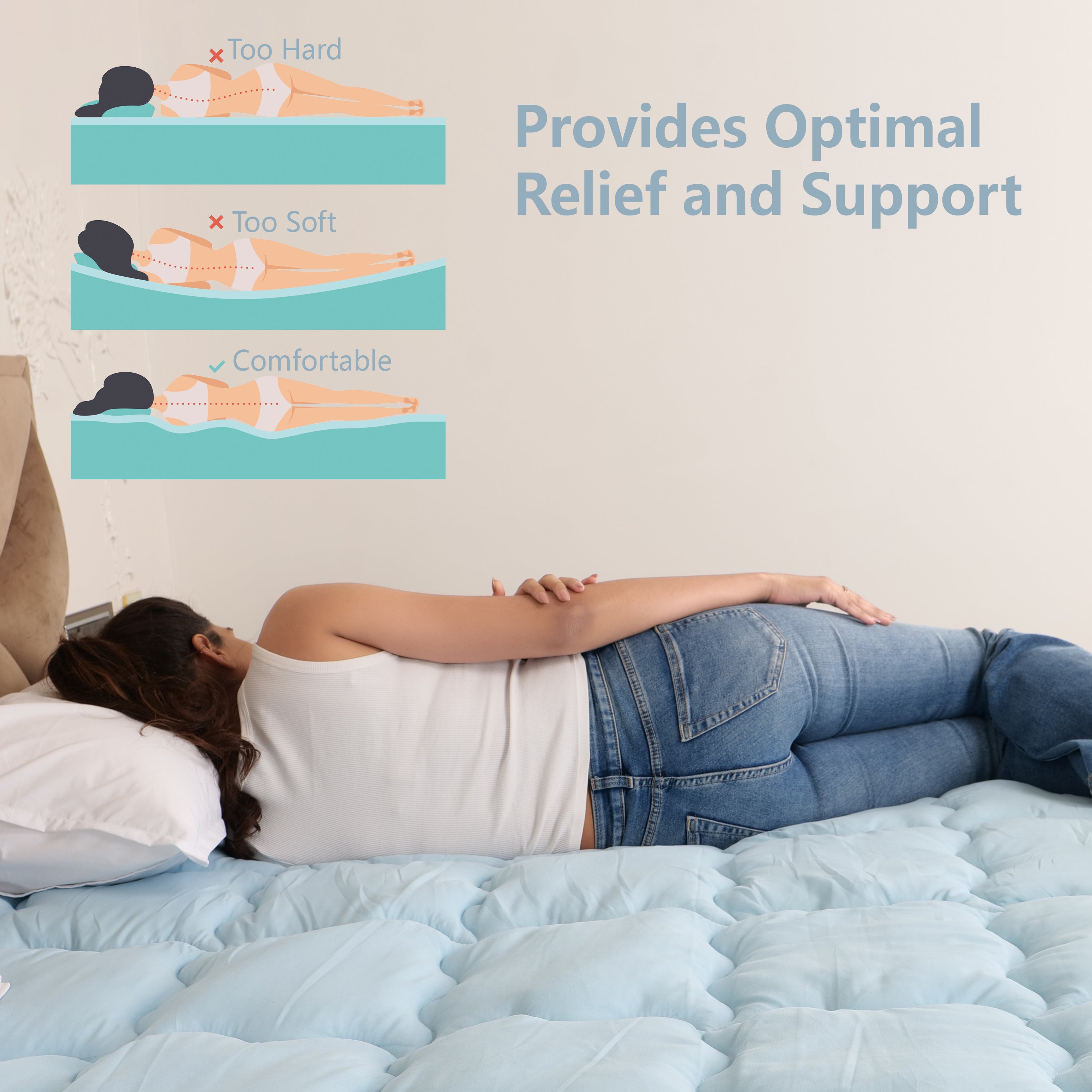 Sky Blue Mattress Topper / Pads #thickness_2-inch-500-gsm