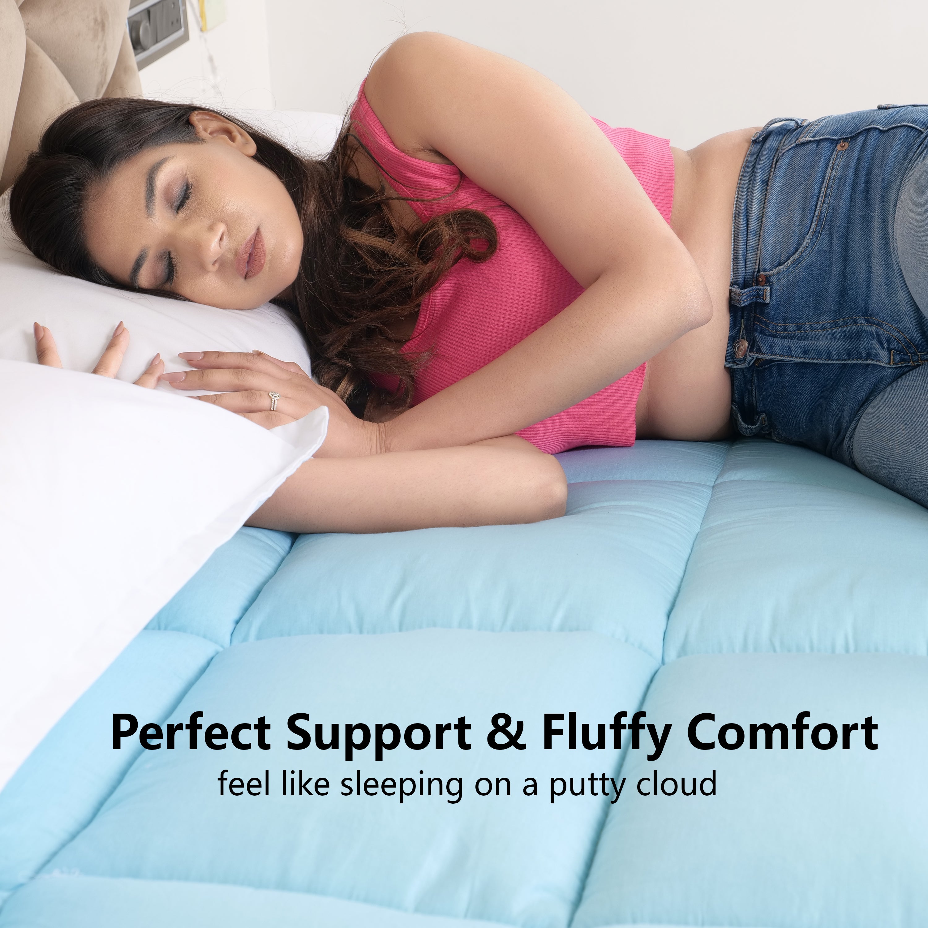 Sky Blue 1200 GSM Mattress Topper