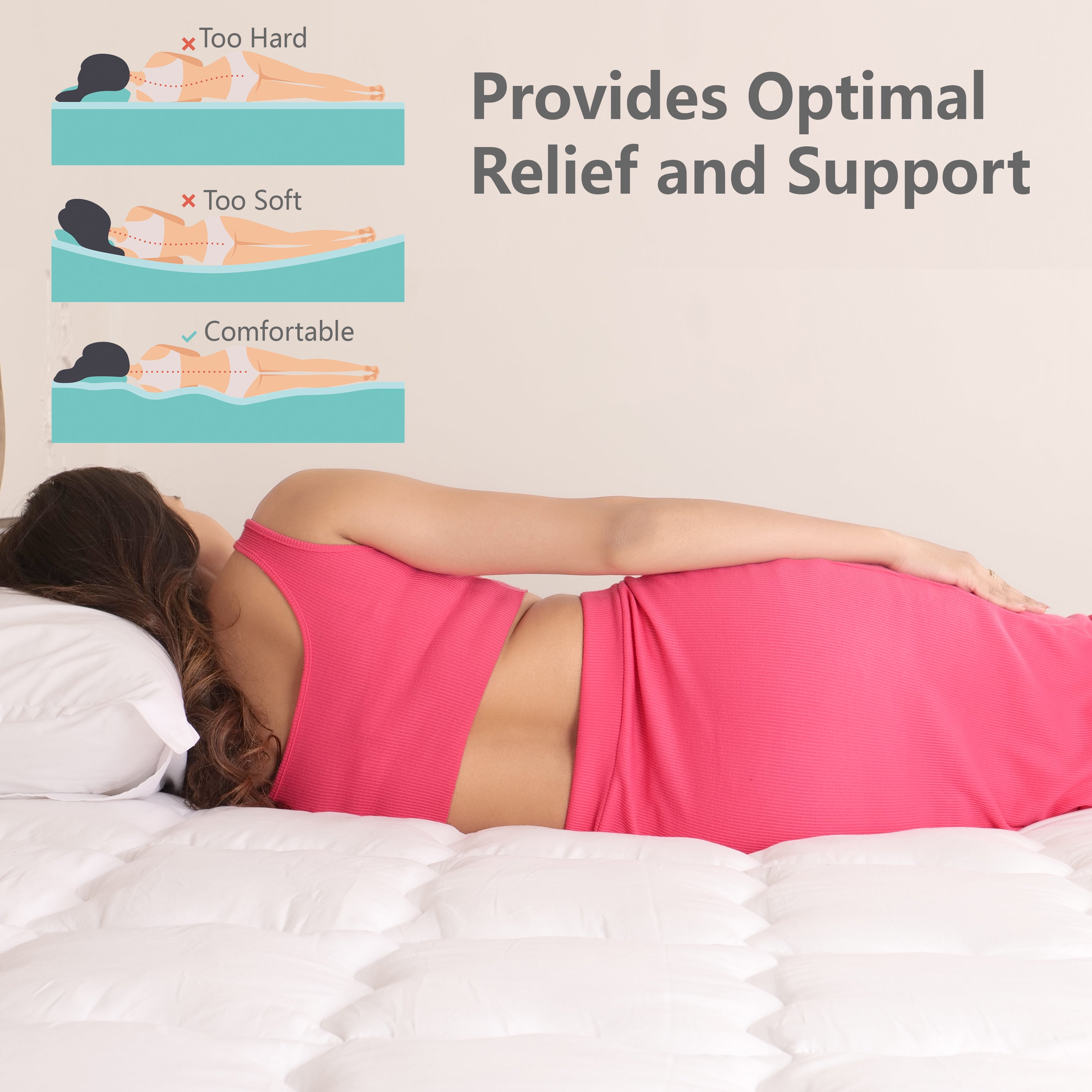 White Mattress Topper / Pads #thickness_2-inch-500-gsm