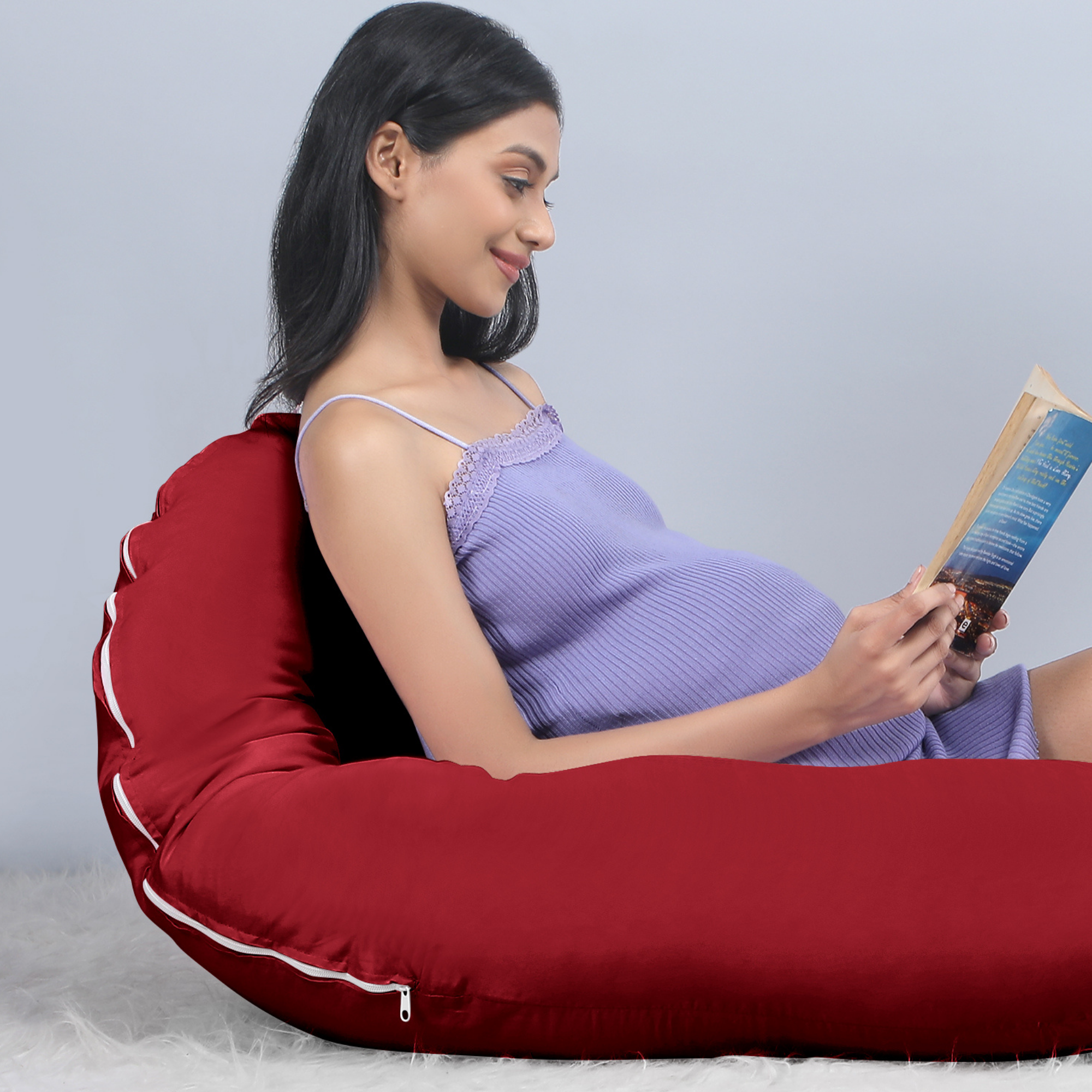 Maroon U Shaped Pregnancy Pillow