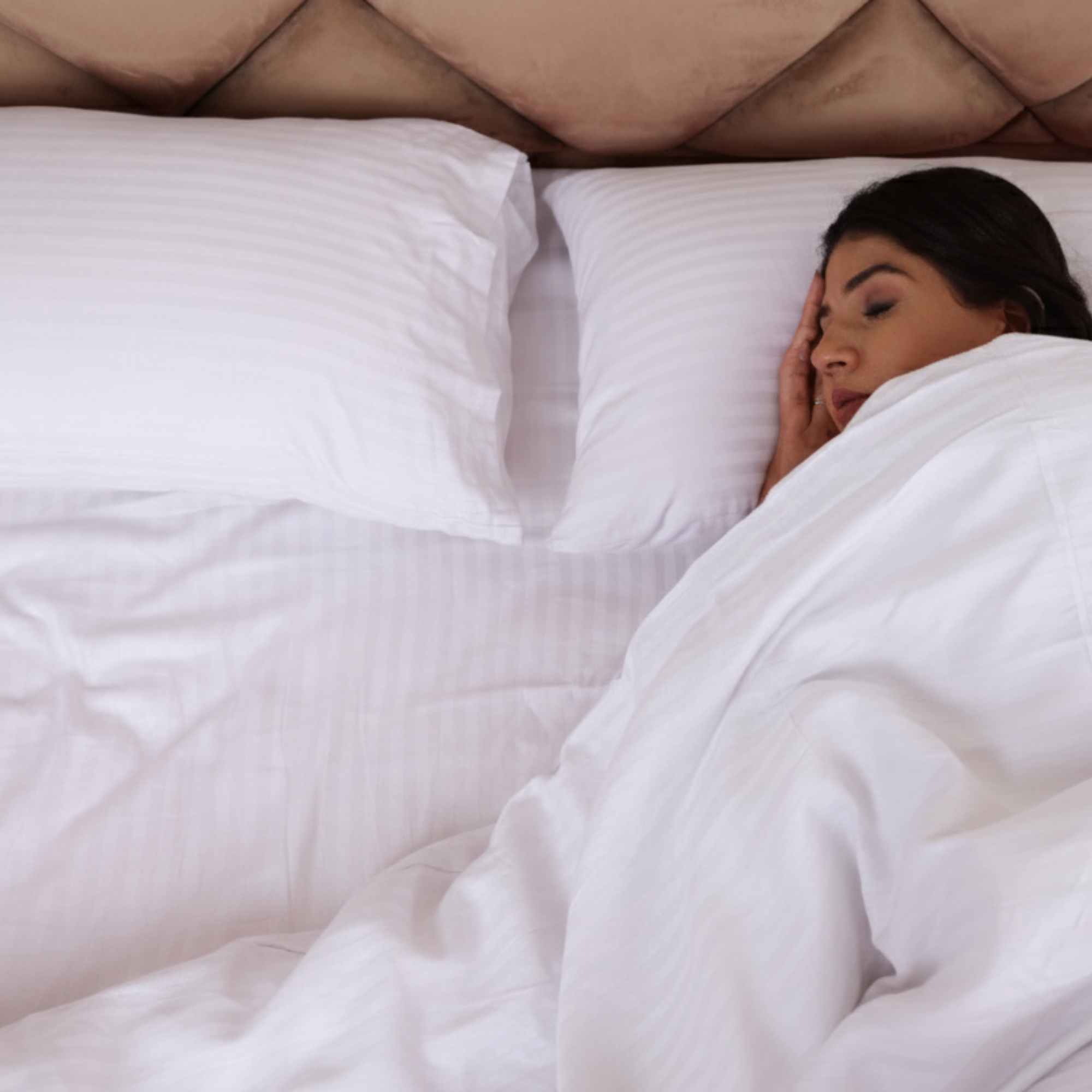 White Satin Stripe Fitted Bedsheet with Pillow Cover