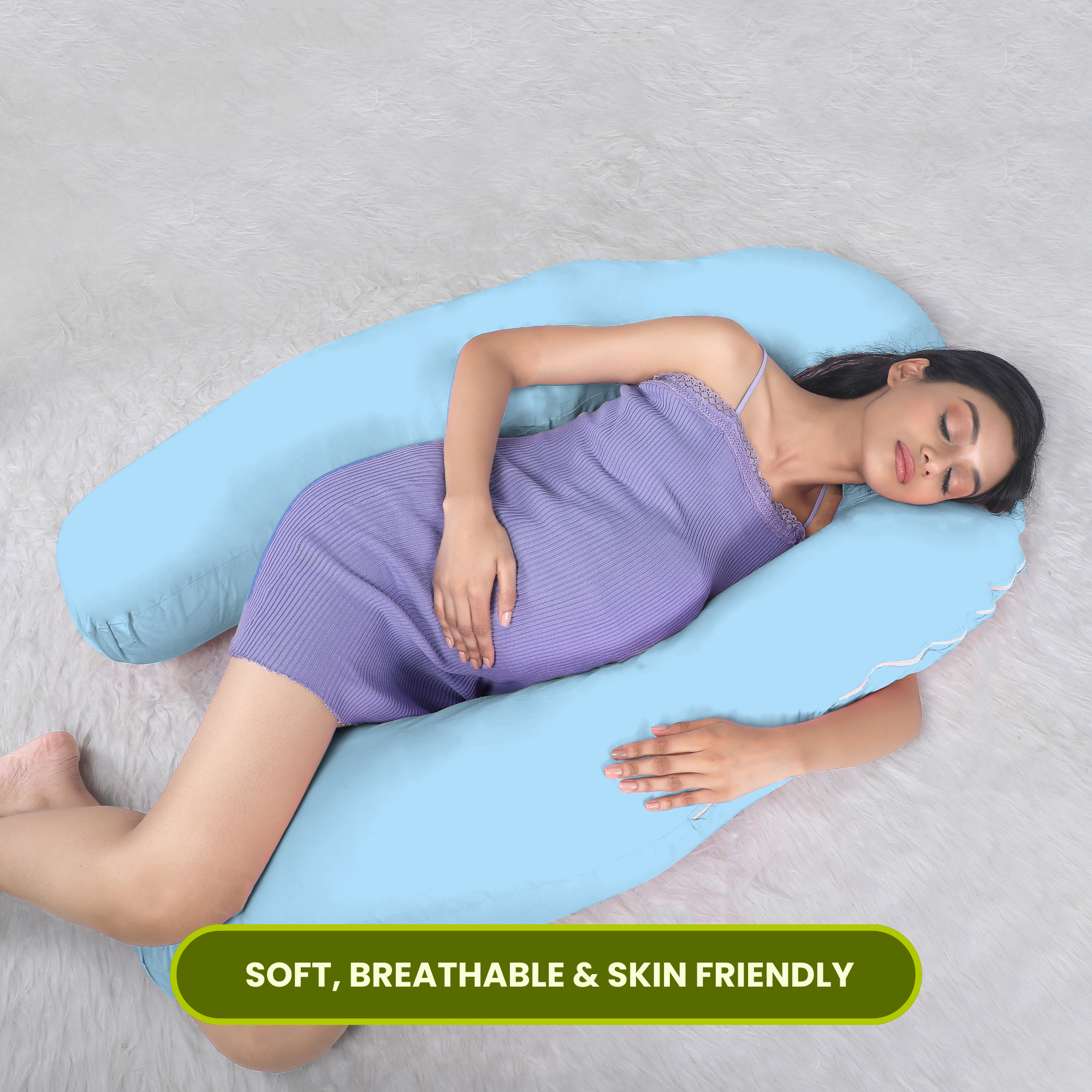 Sky Blue U Shaped Pregnancy Pillow