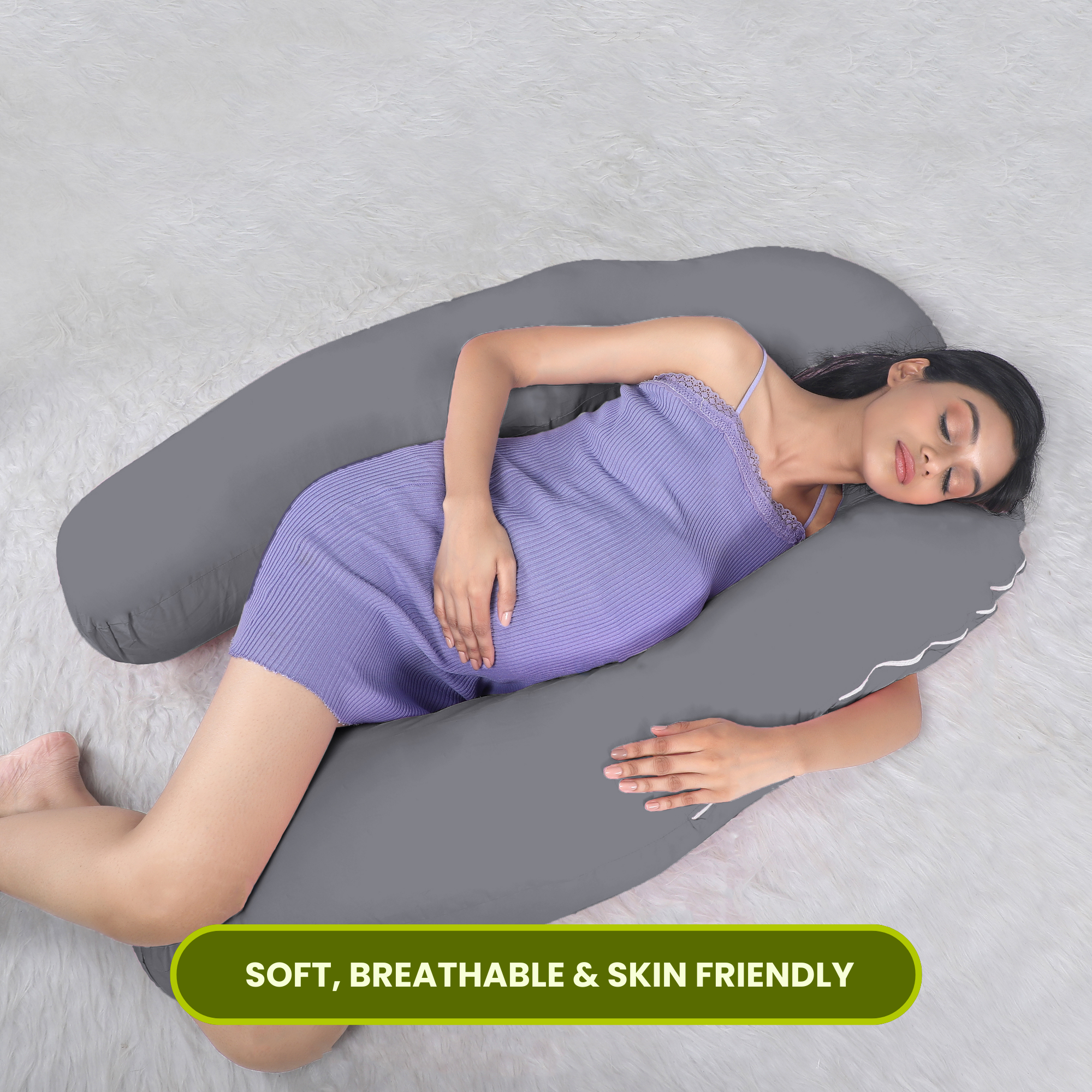 Grey U Shaped Pregnancy Pillow